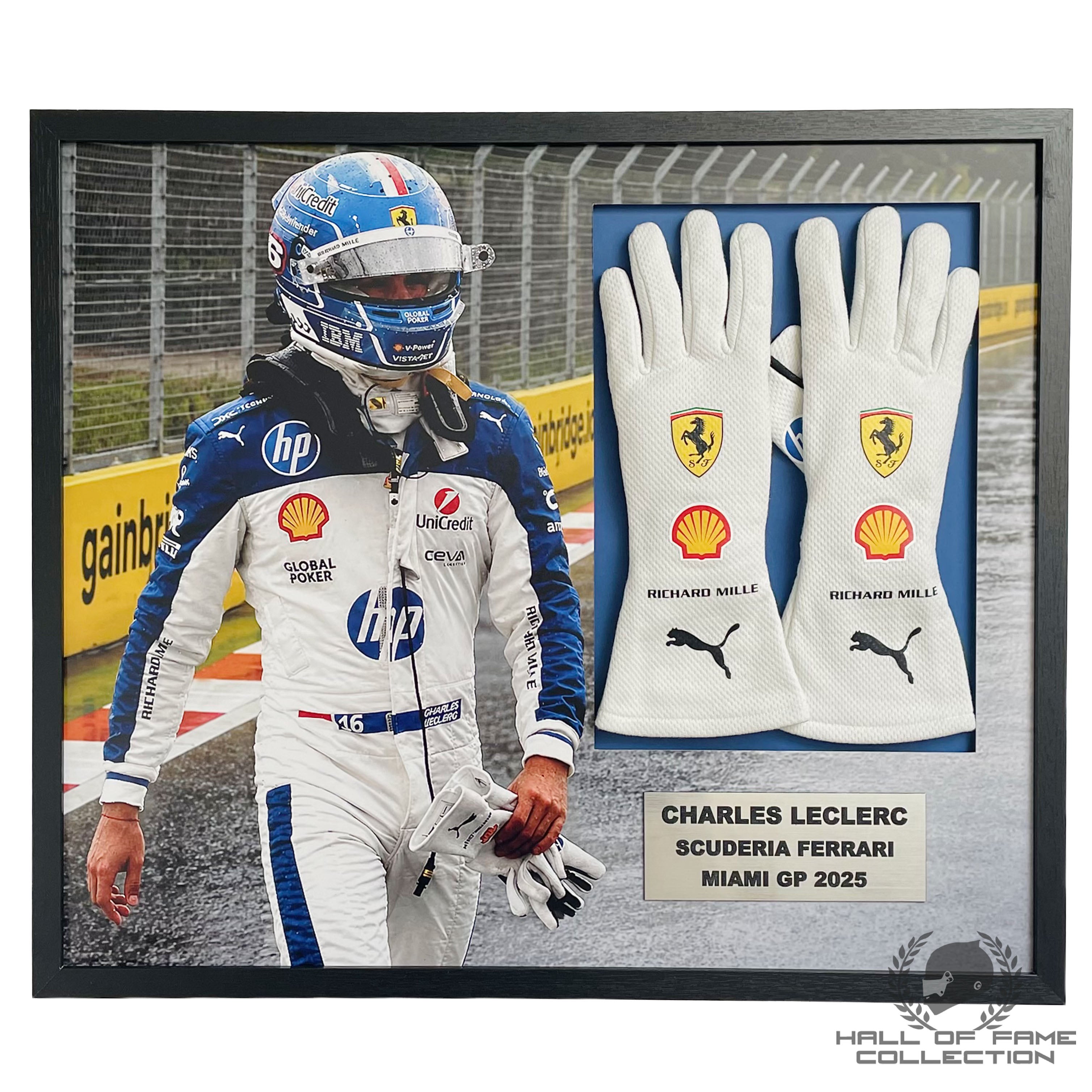 2025 Charles Leclerc Miami GP Scuderia Ferrari F1 Framed Gloves