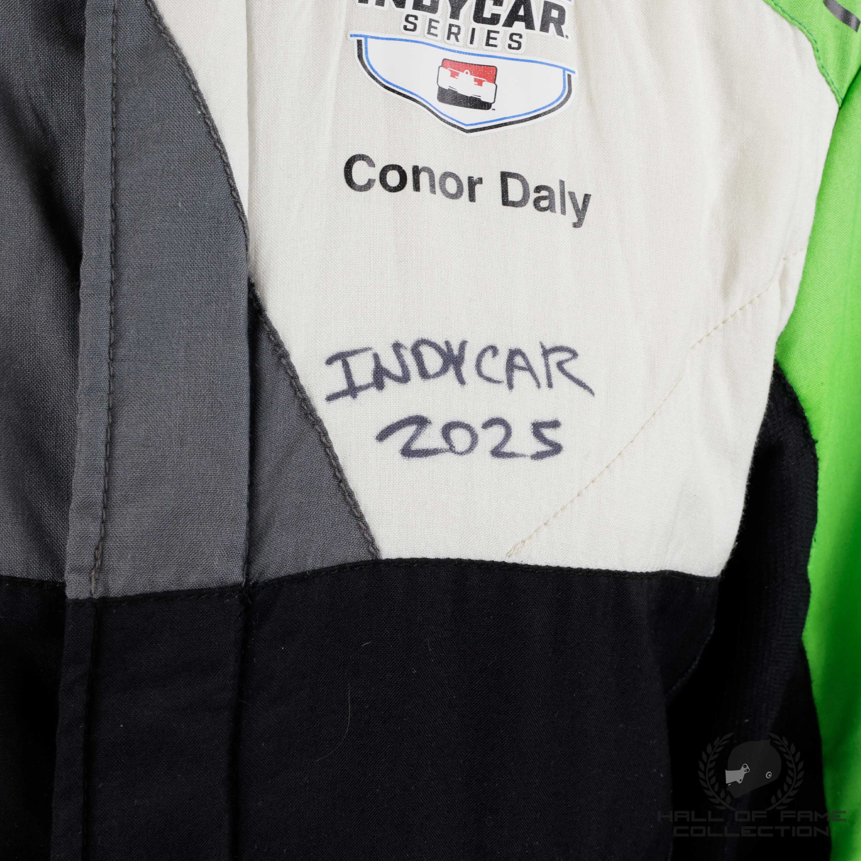 2025 Conor Daly Signed Race Used Juncos Hollinger Racing Indycar Suit