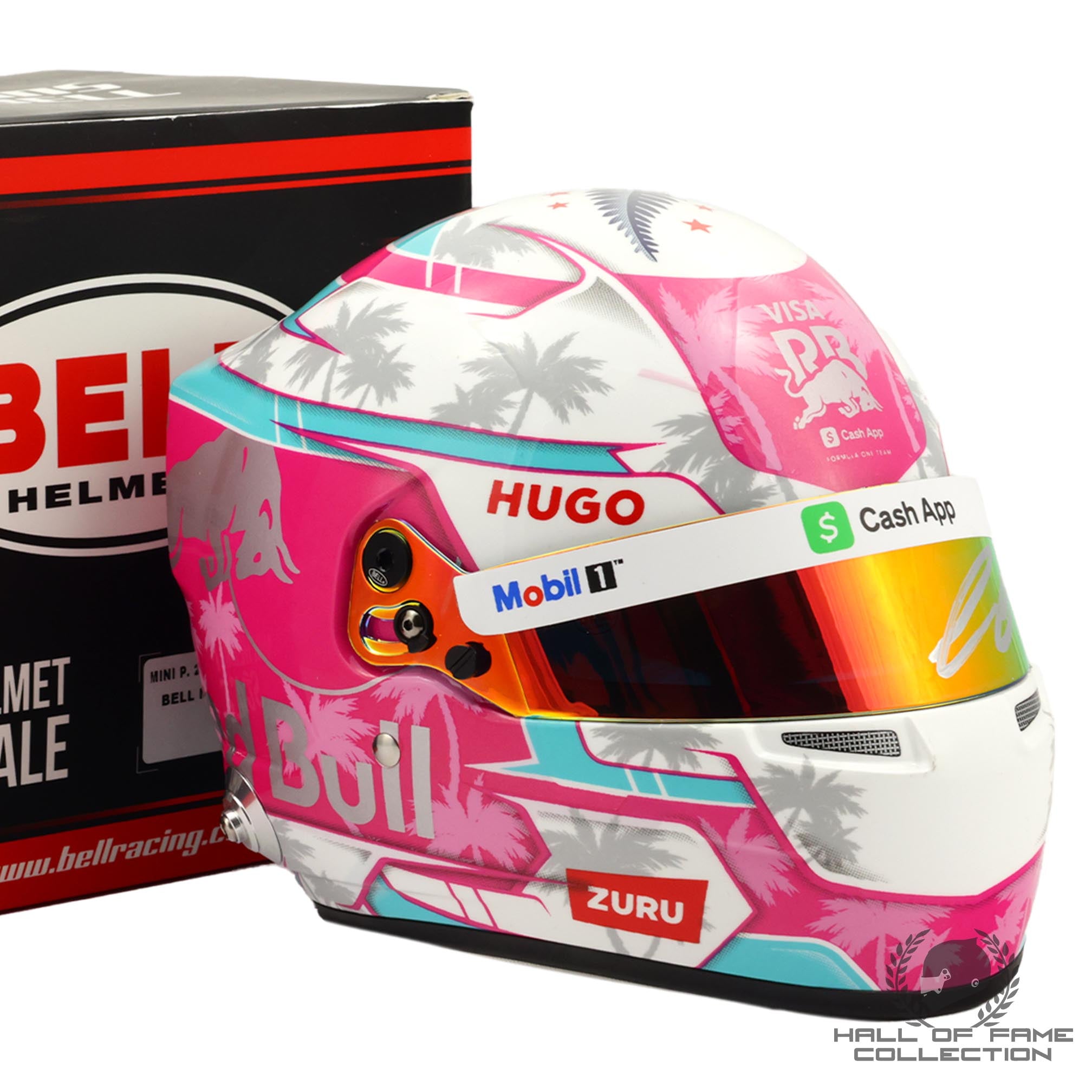 2025 Liam Lawson Signed Miami Special 1:2 Scale Bell Racing Bulls F1 Helmet