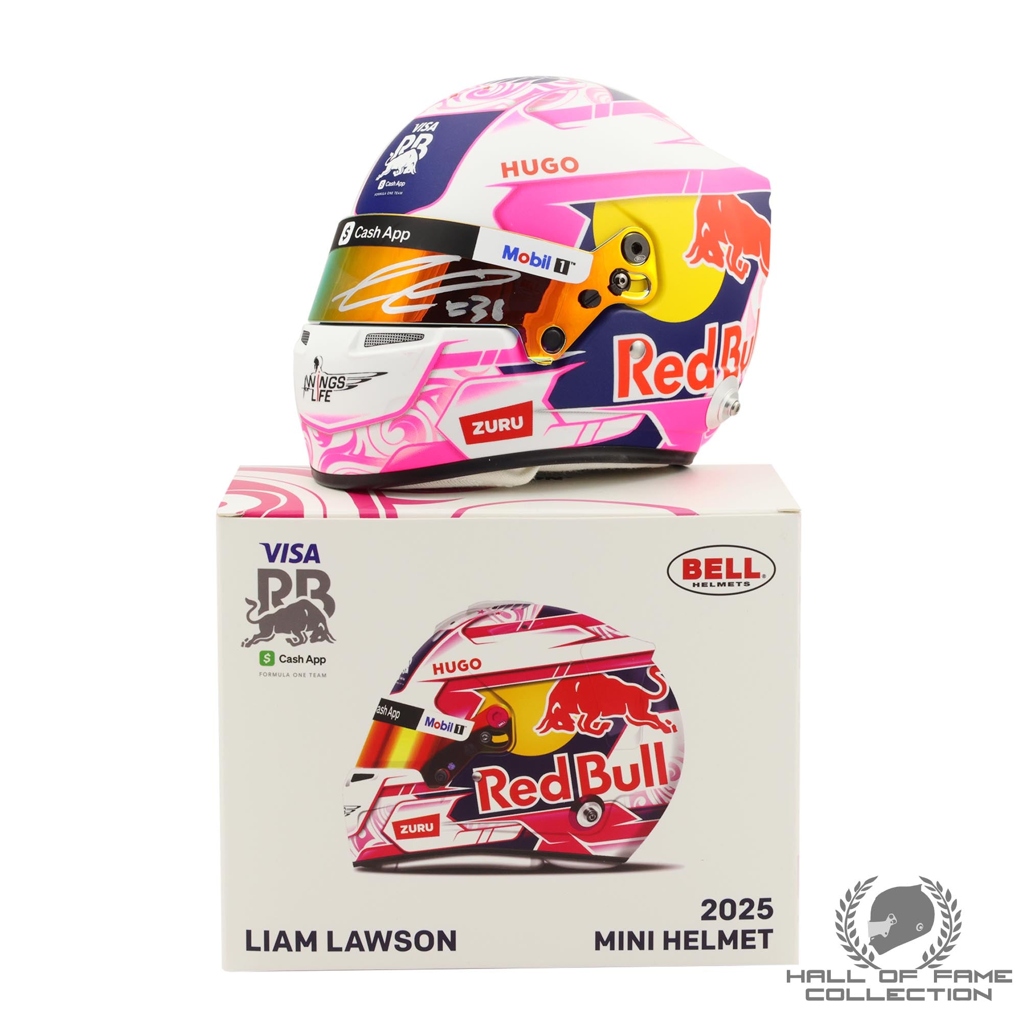 2025 Liam Lawson Signed 1:2 Scale Bell Racing Bulls F1 Helmet