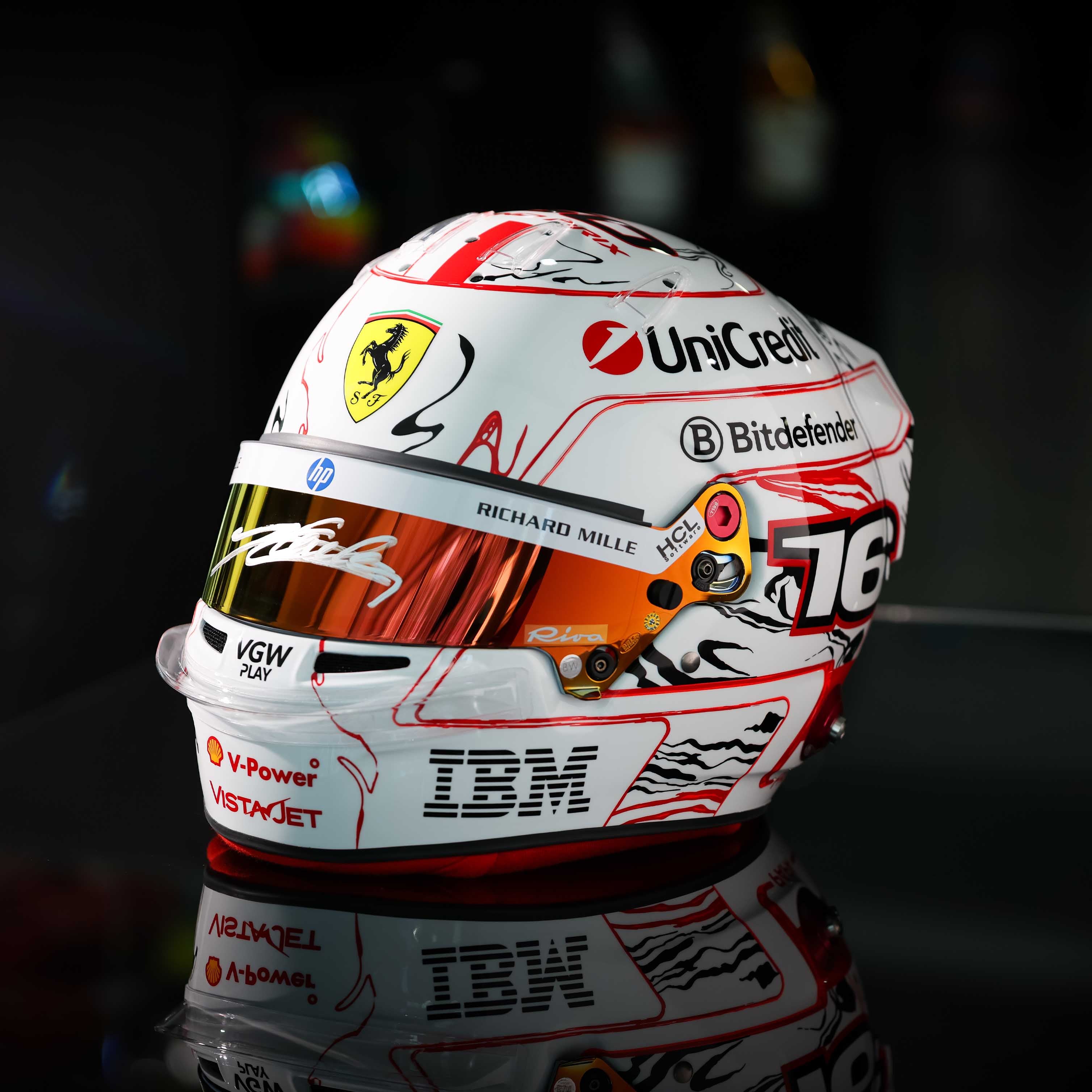 2025 Charles Leclerc Signed Japanese GP Ferrari F1 Replica Helmet