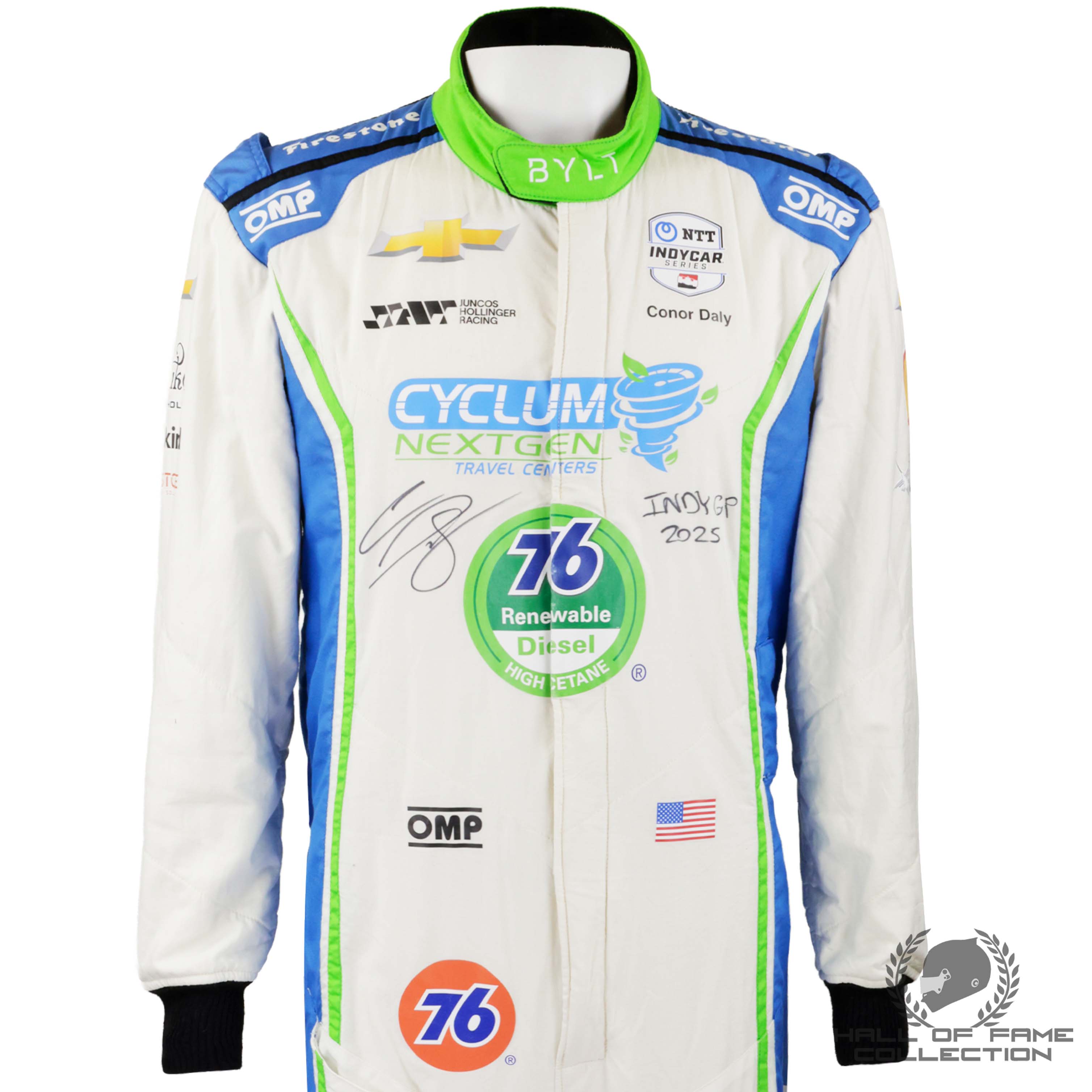 2025 Conor Daly Signed Indy GP Juncos Hollinger Racing Indycar Suit