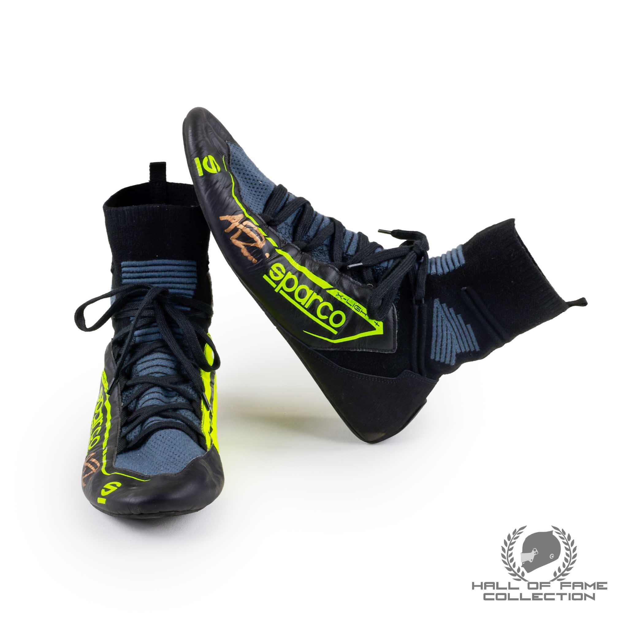 2025 Alexander Rossi Signed Race Used Ed Carpenter Racing IndyCar Boots