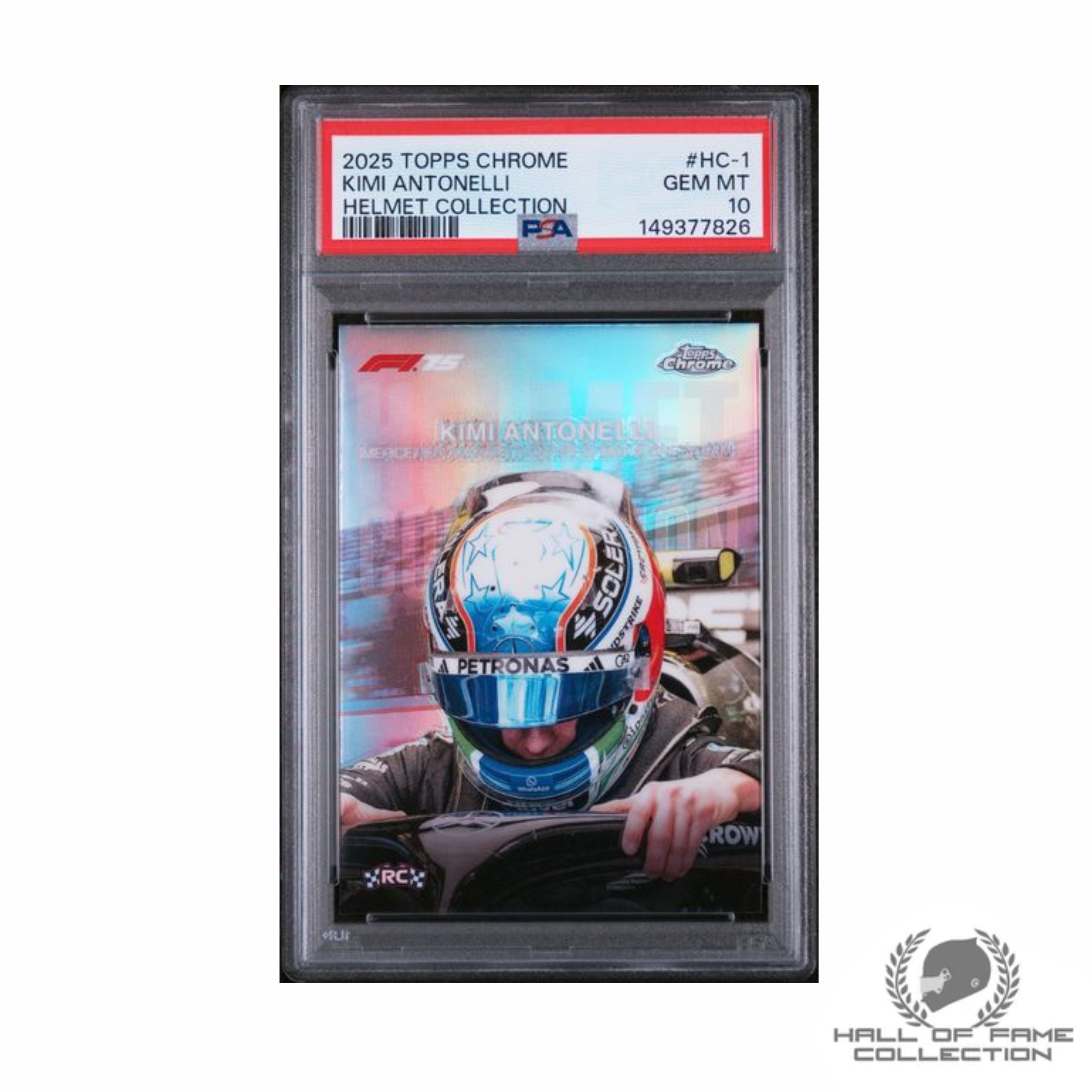 2025 TOPPS CHROME FORMULA 1 HELMET COLLECTION #HC-1 KIMI ANTONELLI PSA 10