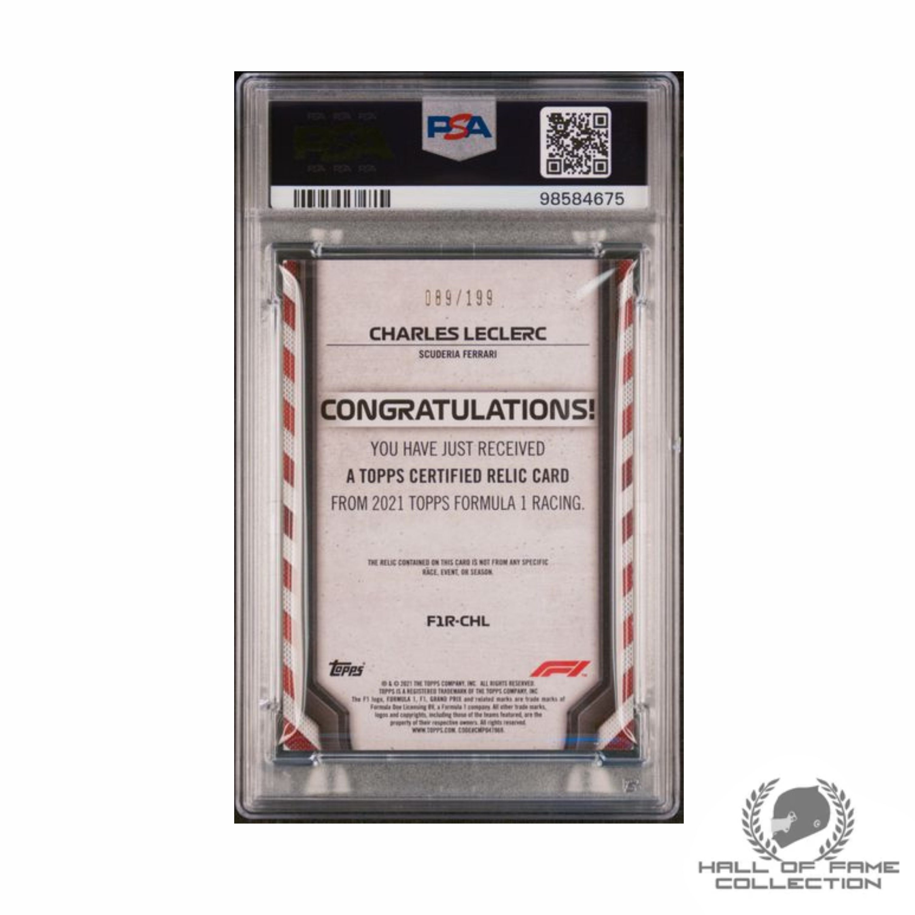 2021 Topps F1 Charles Leclerc Relic On-Card Auto