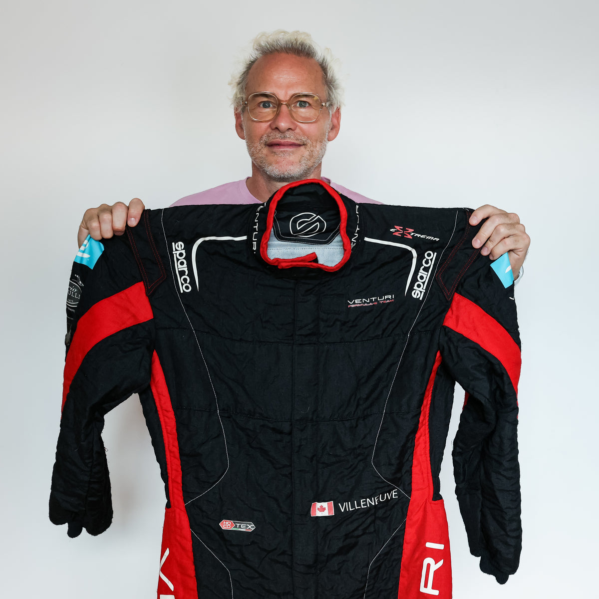 2015/16 Jacques Villeneuve Signed Race Used Venturi Grand Prix Formula E Suit