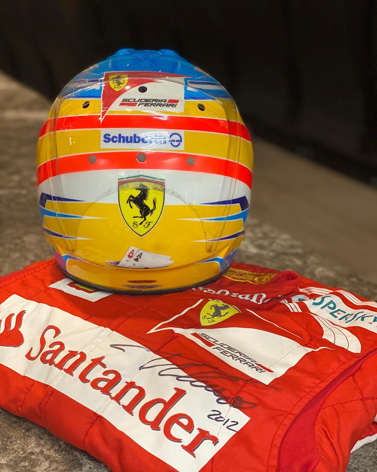 2012 Fernando Alonso Signed Race Used Italian Grand Prix Podium Schuberth Ferrari F1 Helmet