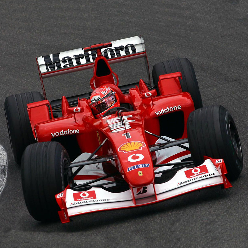 2002 Michael Schumacher, Hungarian G.P. race used Ferrari World Championship helmet.