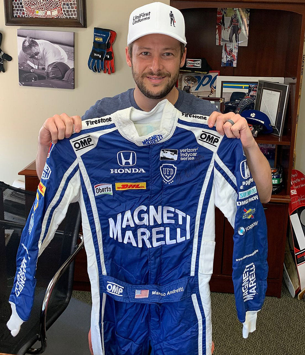 2017 Marco Andretti Signed Belle Isle Detroit Race Worn IndyCar Suit