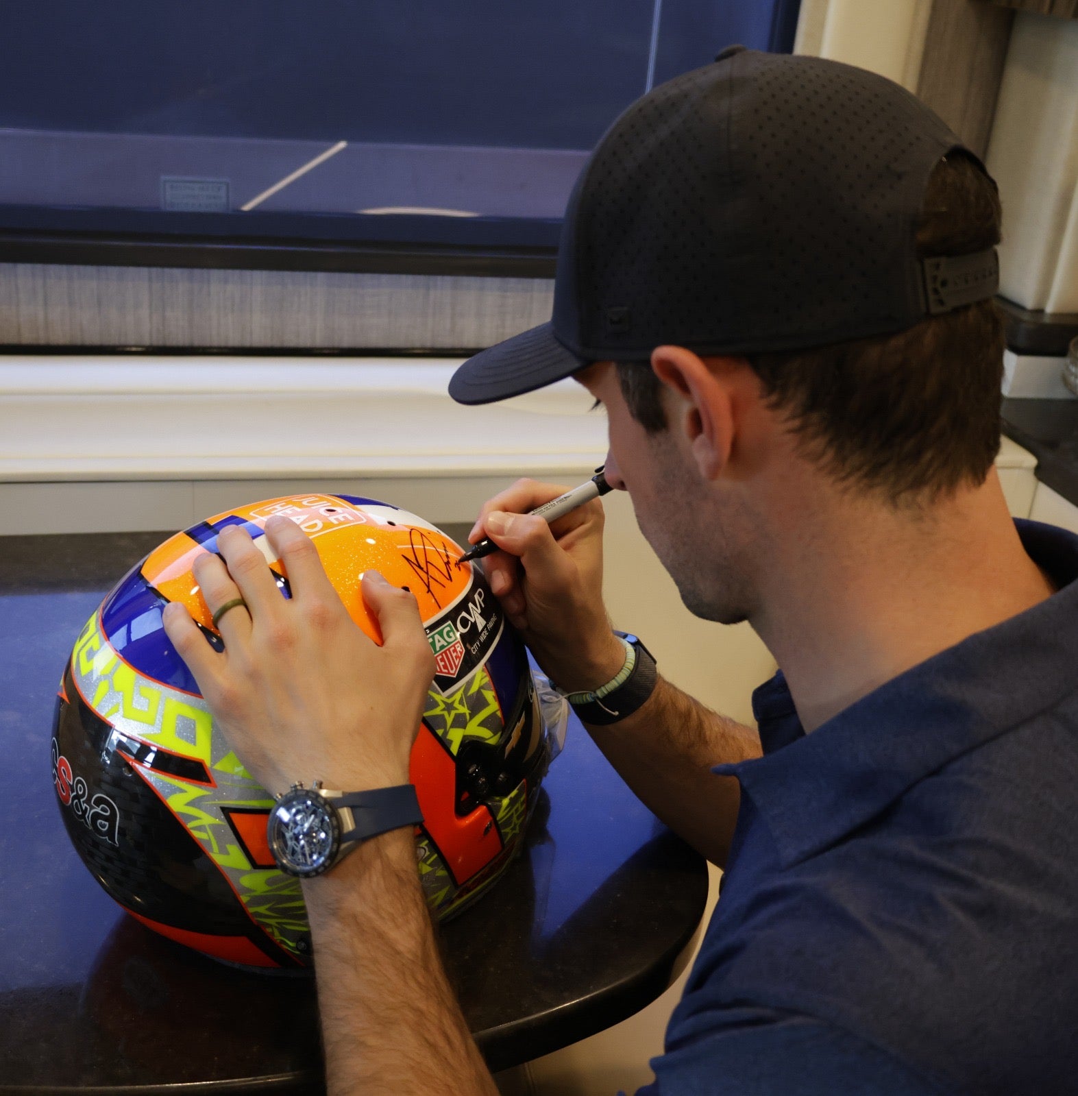 2025 Alex Rossi Signed Indy 500 Qualifying Ed Carpenter Racing Helmet