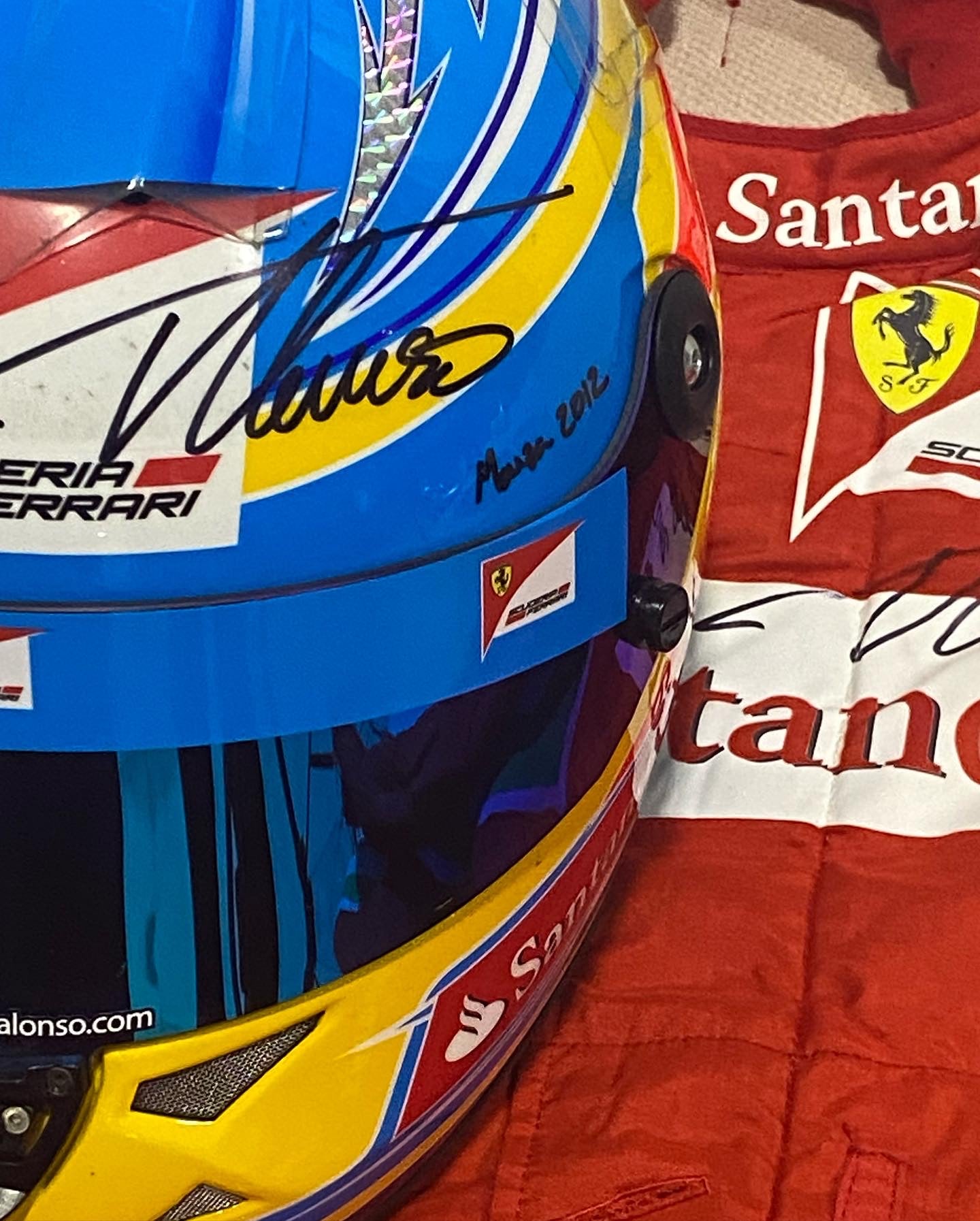 2012 Fernando Alonso Signed Race Used Italian Grand Prix Podium Schuberth Ferrari F1 Helmet