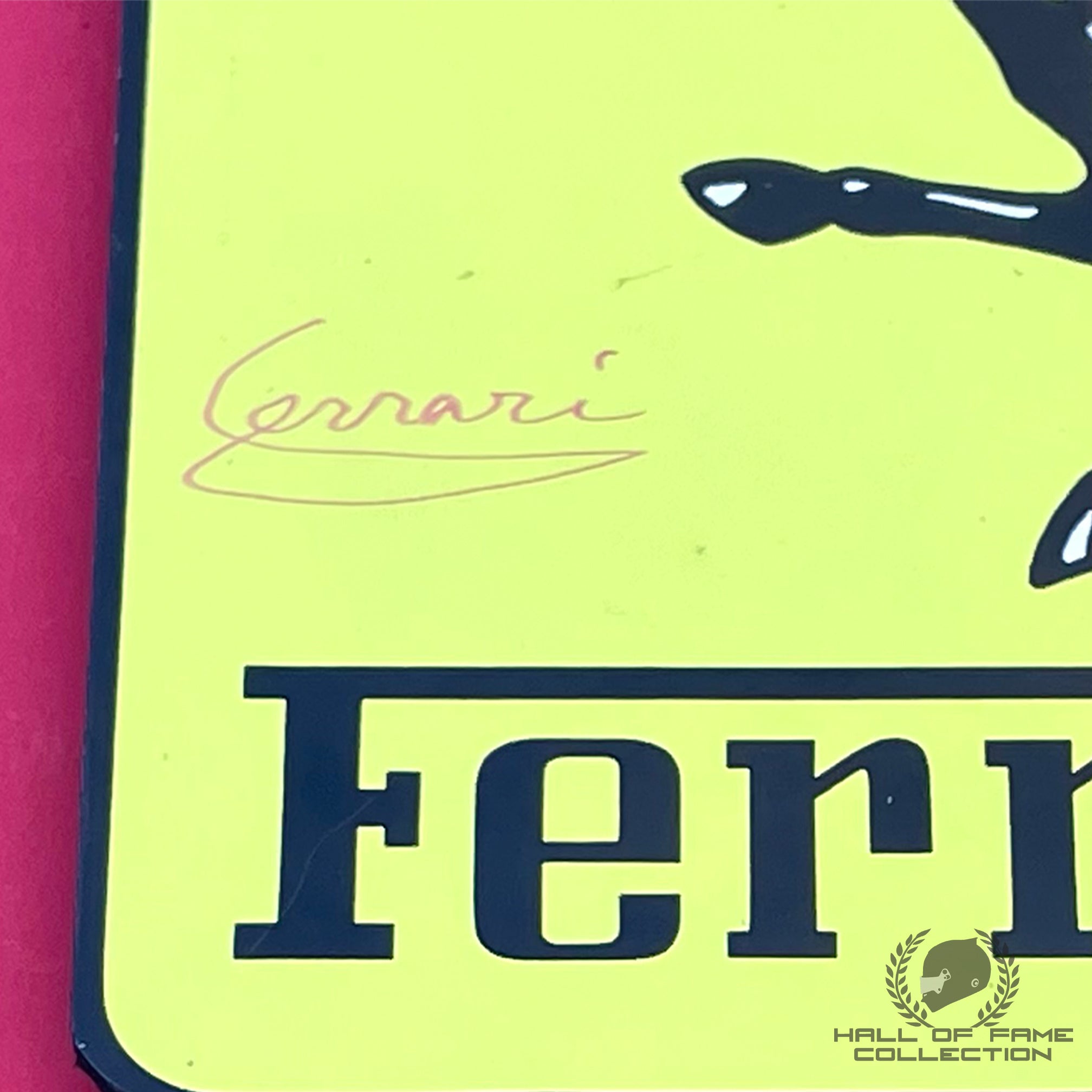 Enzo Ferrari Signed Decal and Framed Photo