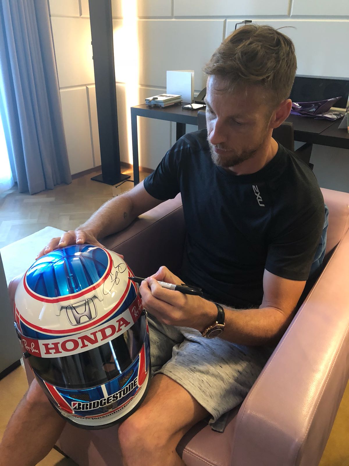 2007 Jenson Button Signed Race Used US Grand Prix Honda F1 Helmet