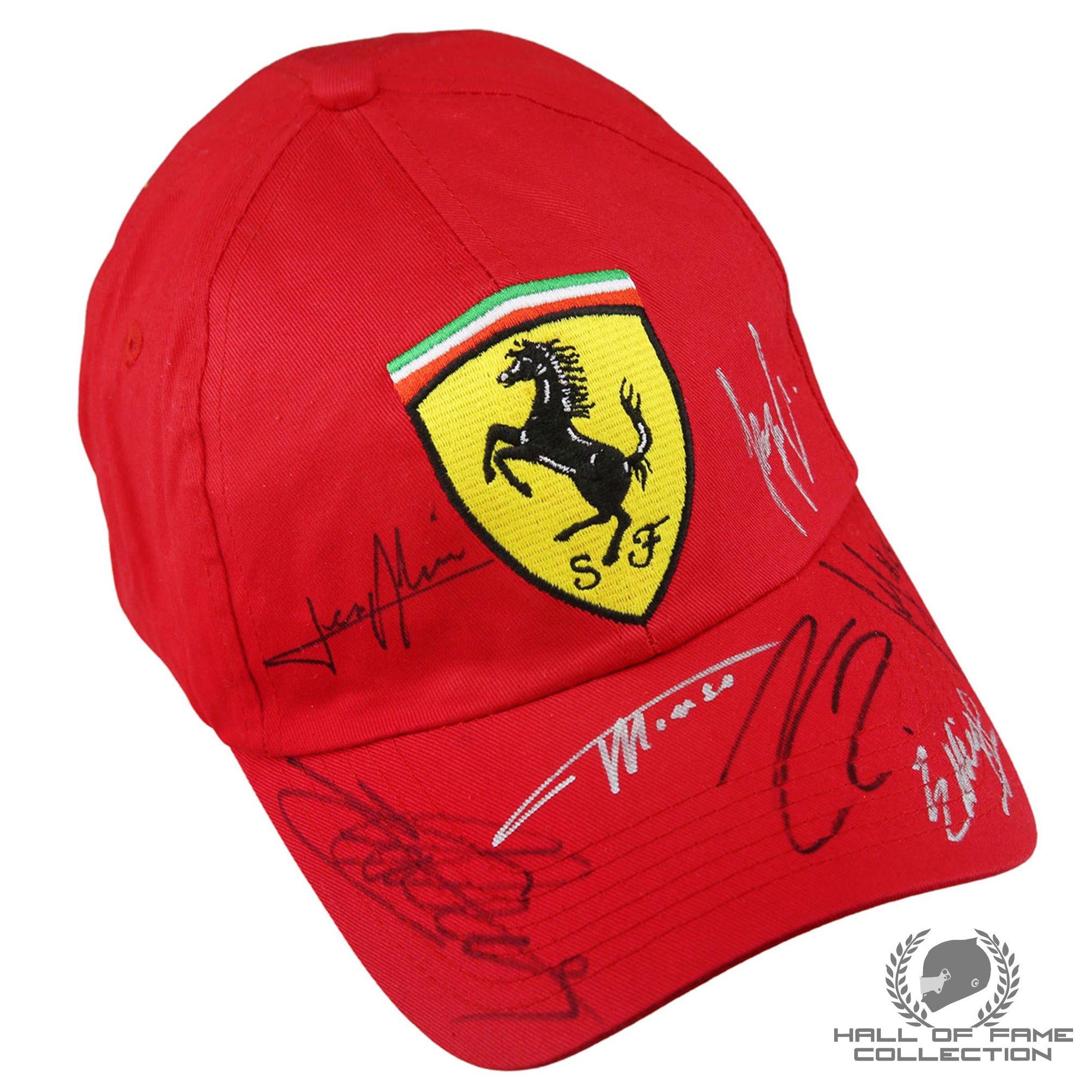 Alesi / Berger / Irvine / Alonso / Sainz / Raikkonen / Leclerc Signed Scuderia Ferrari F1 Hat