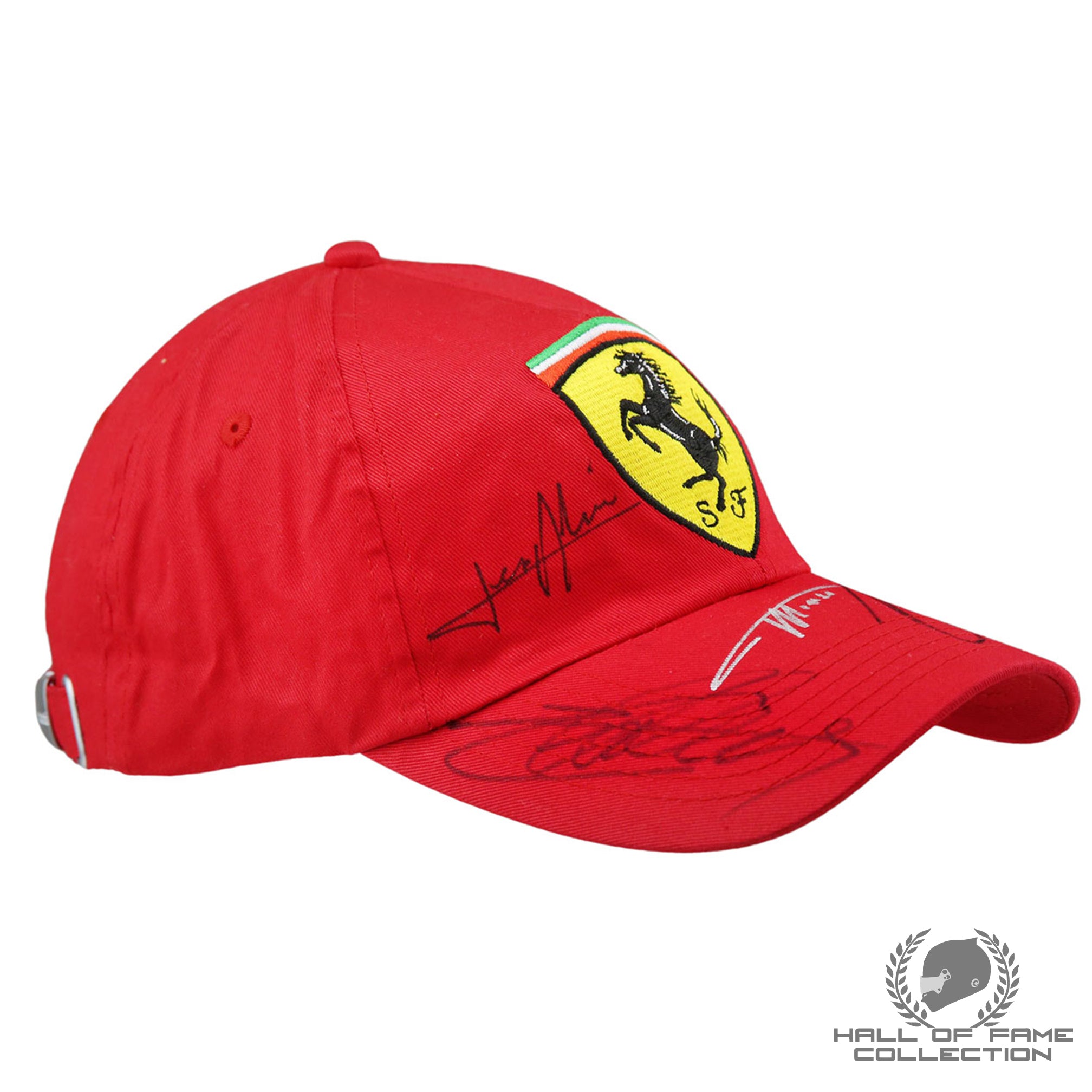 Alesi / Berger / Irvine / Alonso / Sainz / Raikkonen / Leclerc Signed Scuderia Ferrari F1 Hat