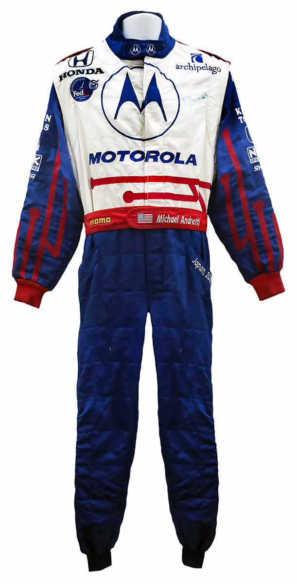 2001 Michael Andretti Signed Race Worn 'Motegi Japan' Cart IndyCar Suit