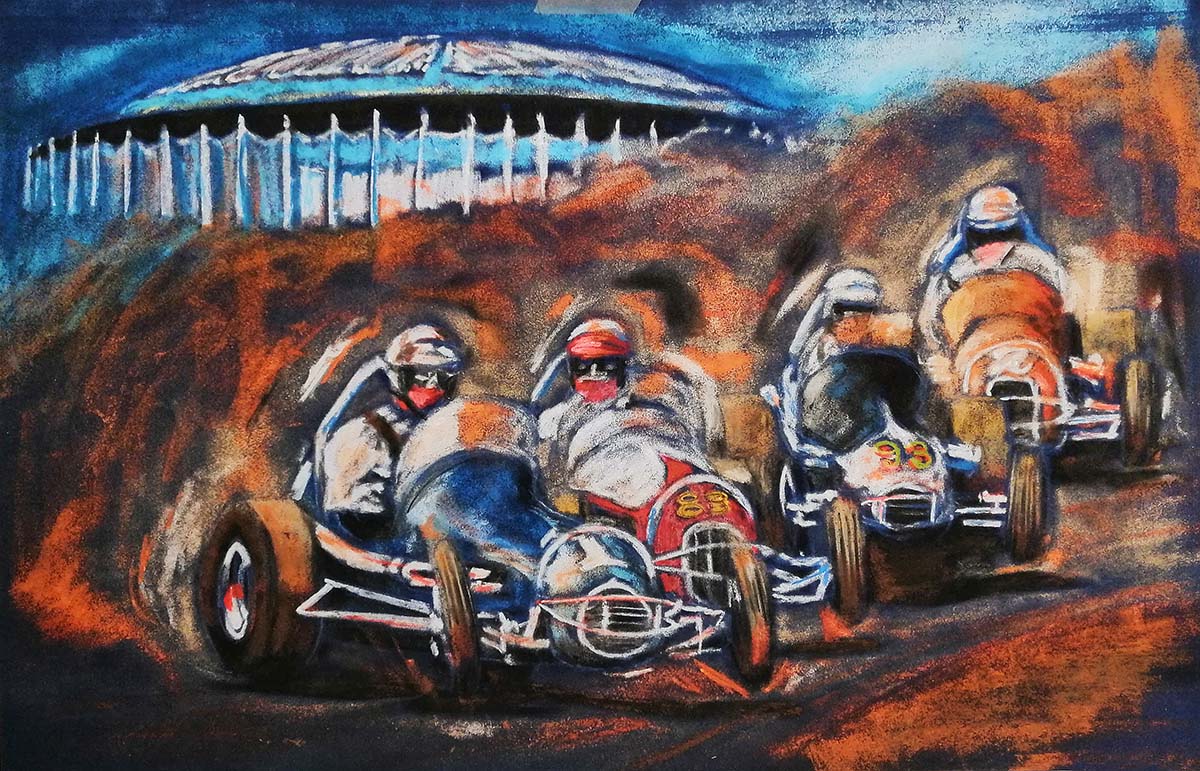 1969 Houston Astrodome 'Astro Grand Prix' Original Ron Burton Artwork