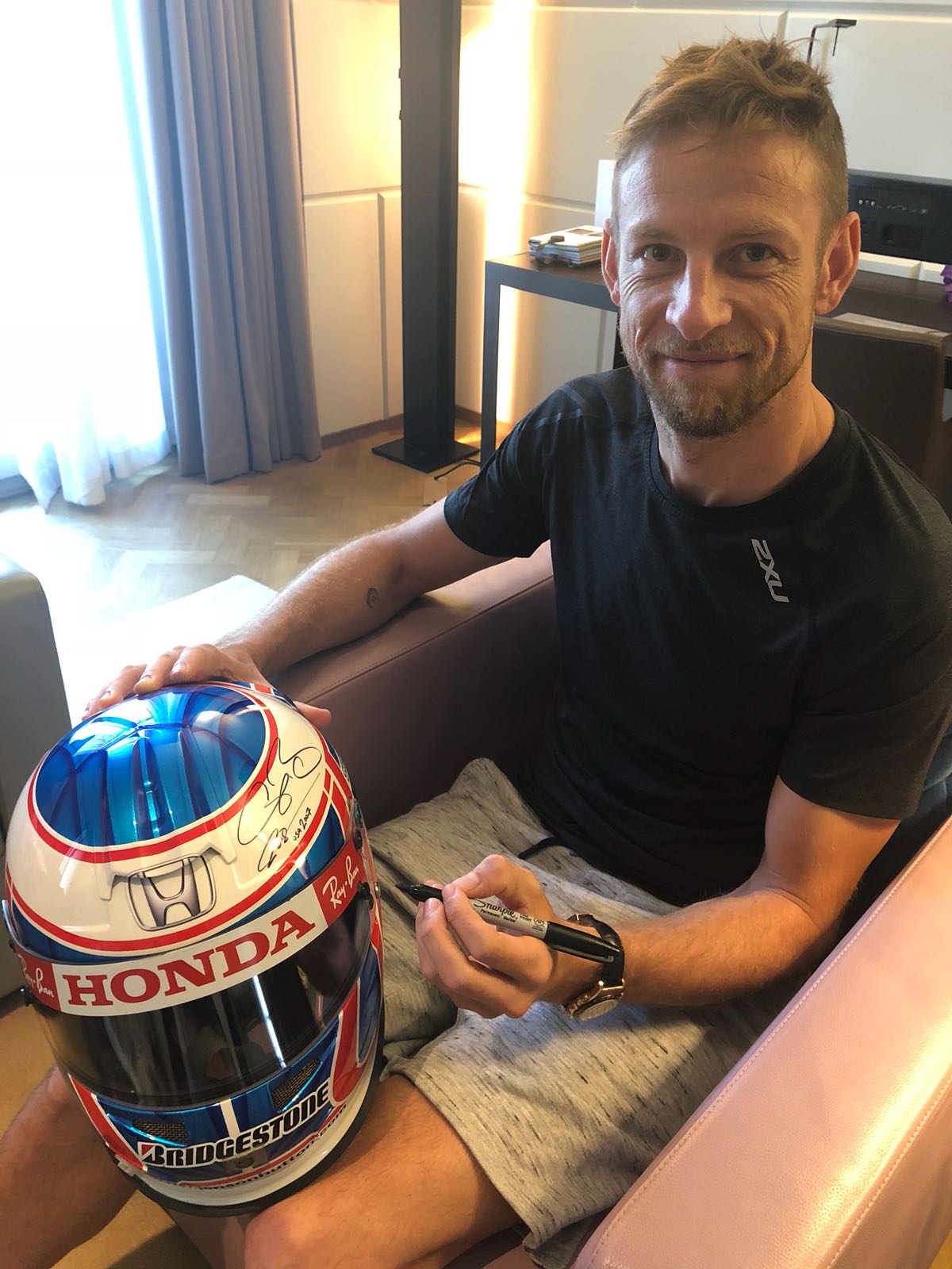 2007 Jenson Button Signed Race Used US Grand Prix Honda F1 Helmet