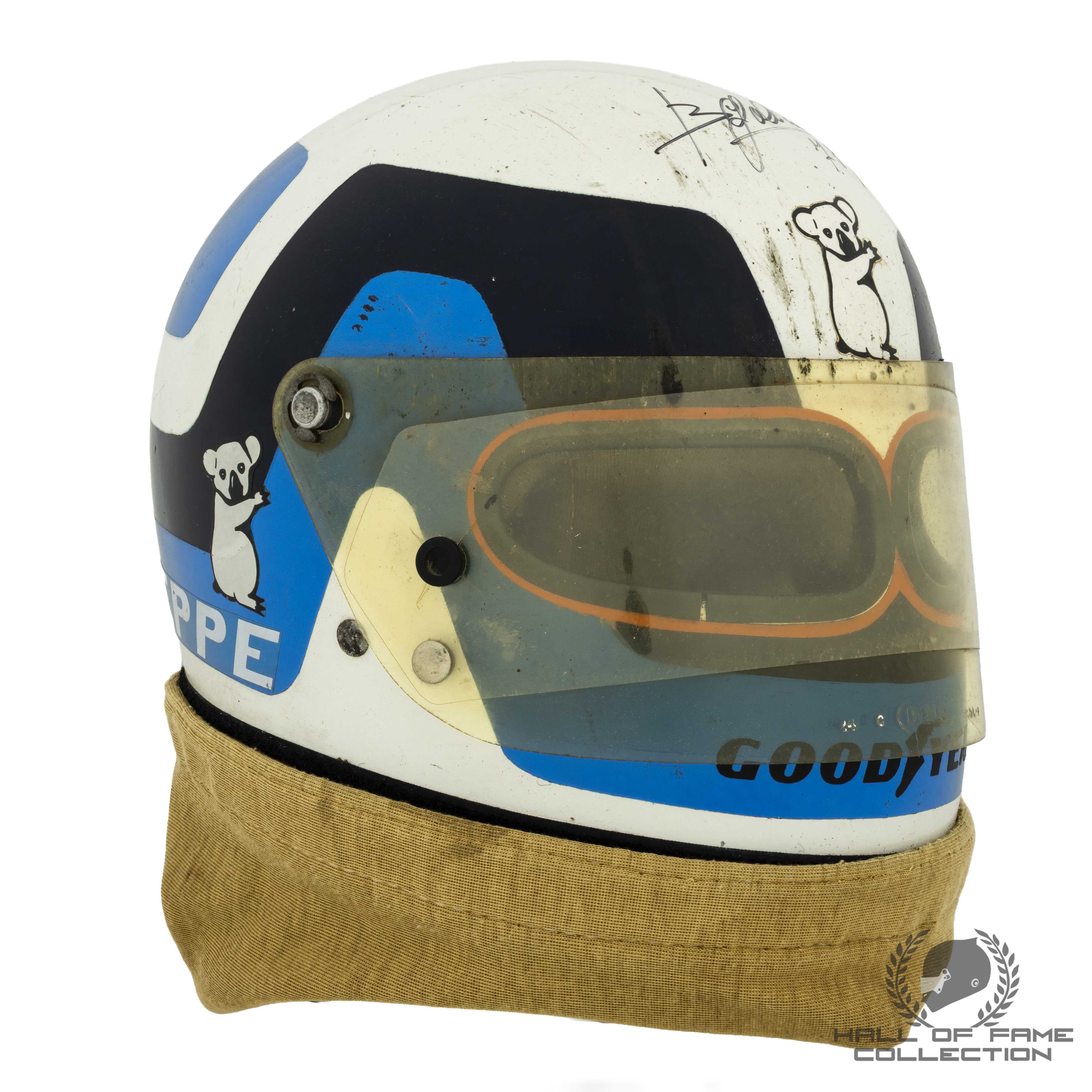 1980s Beppe Gabbiani Signed Race Used MM Mampe Team F2 Bell Dual Eye Port Helmet