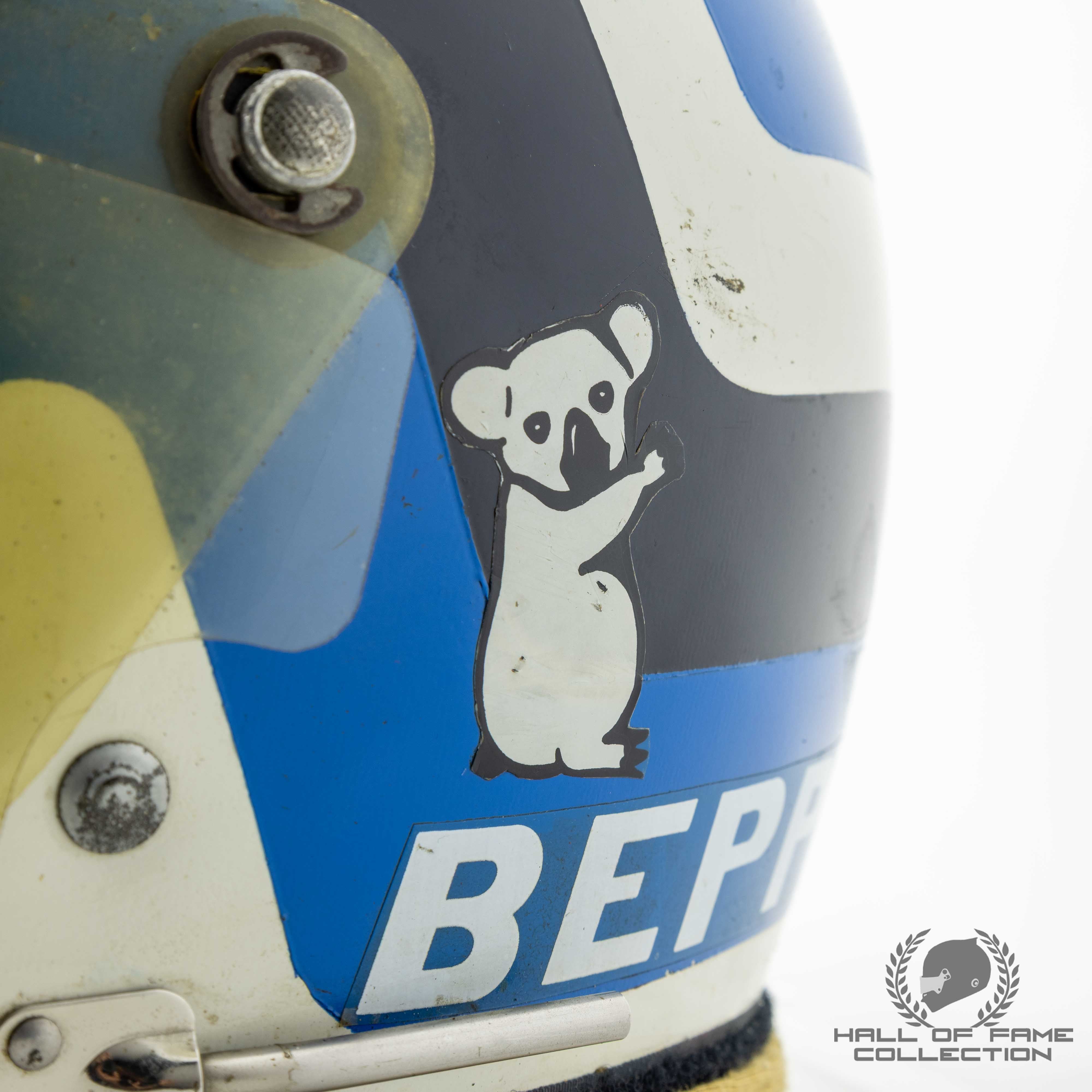 1980s Beppe Gabbiani Signed Race Used MM Mampe Team F2 Bell Dual Eye Port Helmet