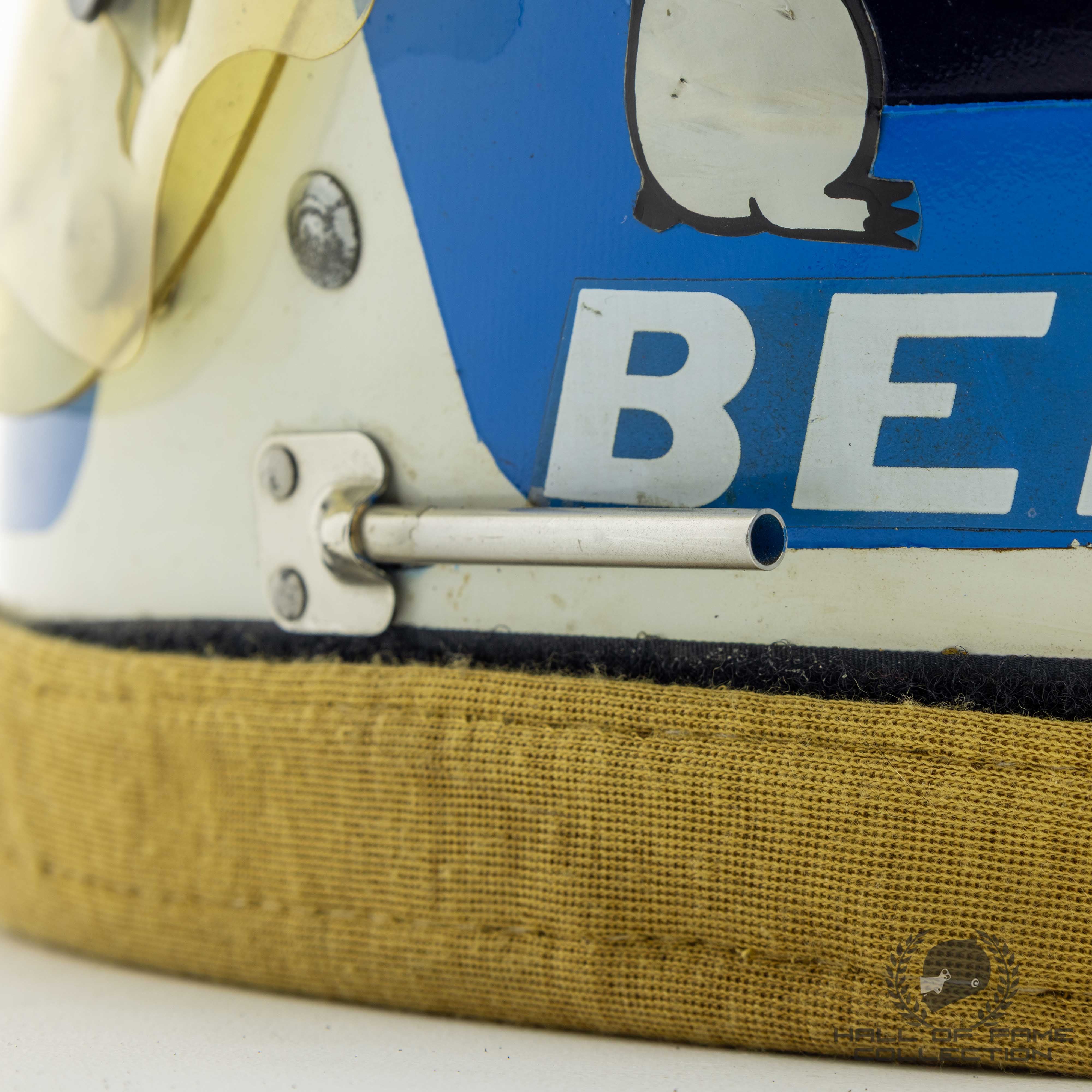 1980s Beppe Gabbiani Signed Race Used MM Mampe Team F2 Bell Dual Eye Port Helmet
