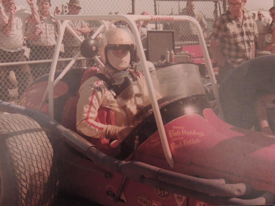 Bob Harkey Original Race Used Gold Leaf USAC National Champion Helmet And Goggles