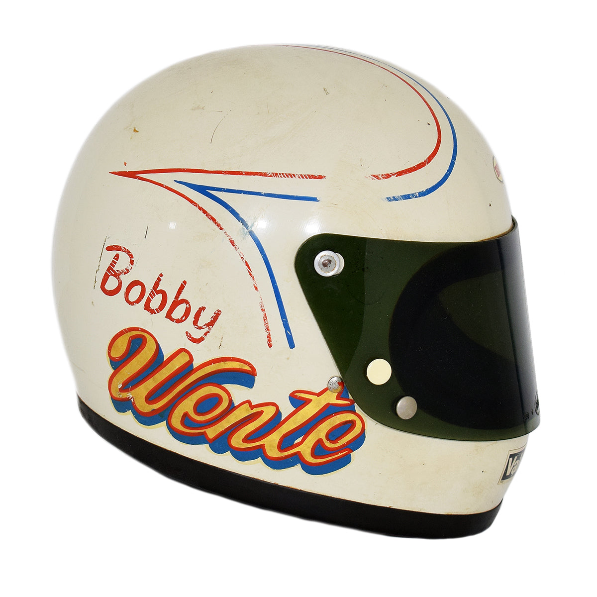 1970's Bobby Wente Signed Race Used Bell Star USAC Midget Helmet