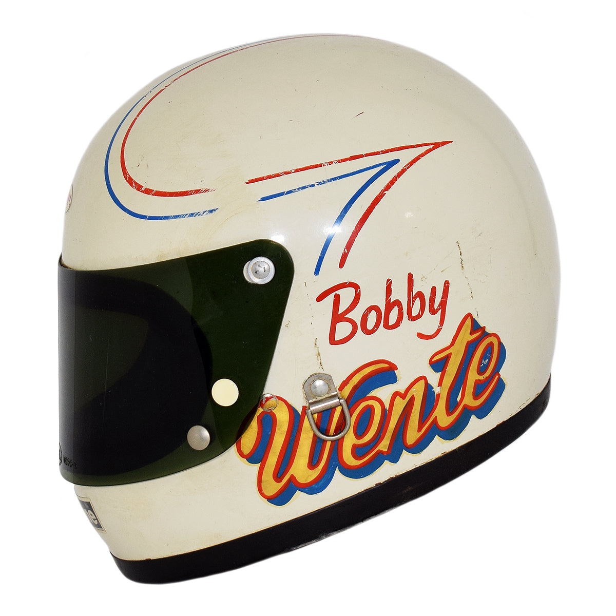 1970's Bobby Wente Signed Race Used Bell Star USAC Midget Helmet