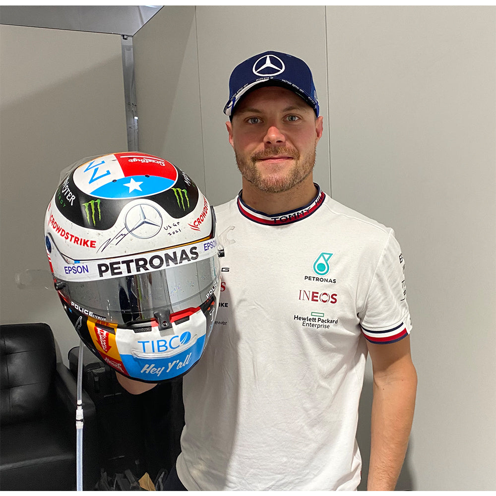 2021 Valtteri Bottas Signed Race Used US GP Special Edition Mercedes AMG F1 Helmet