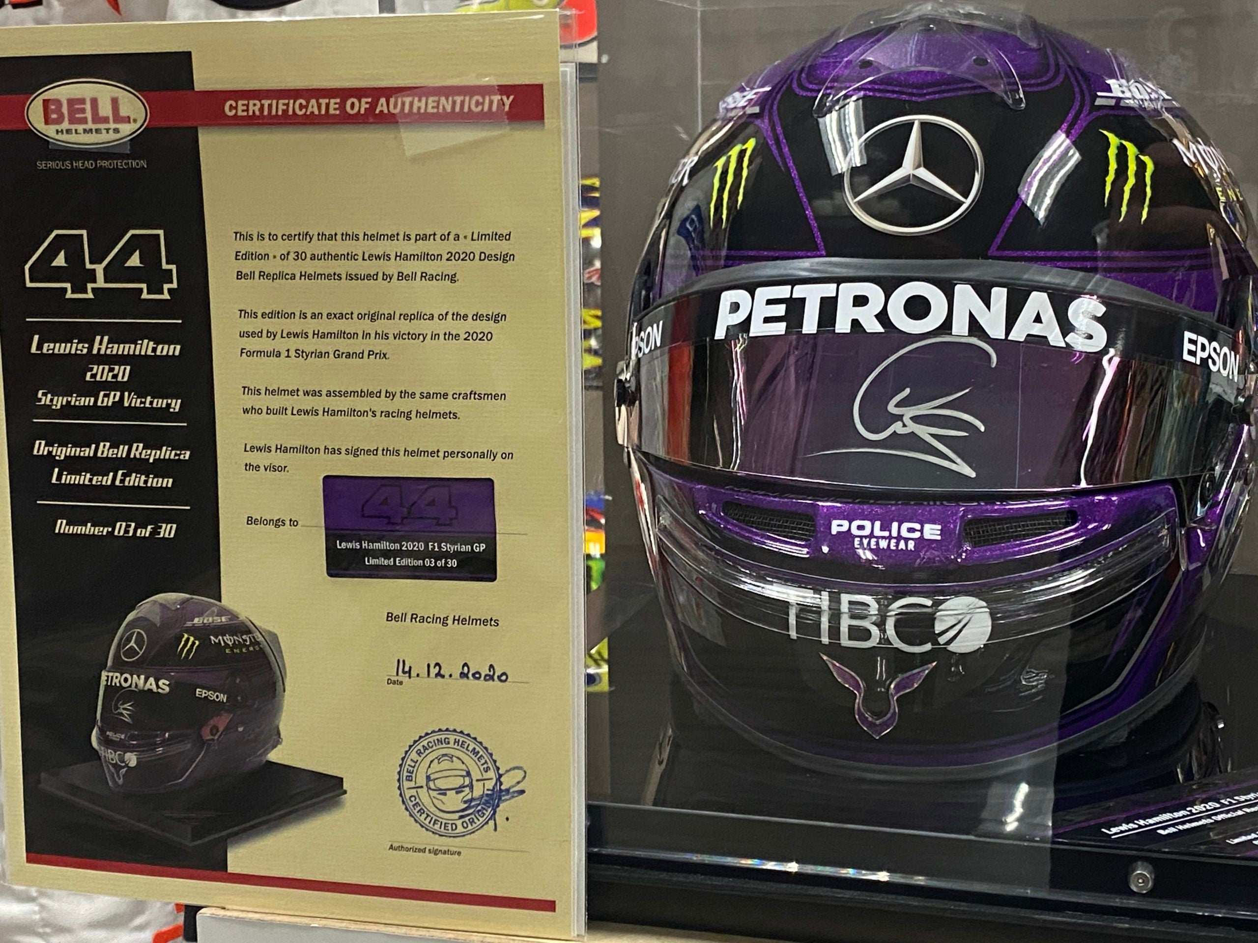 2020 Lewis Hamilton Signed one of 30 Limited Edition Styrian GP Replica F1 Helmet