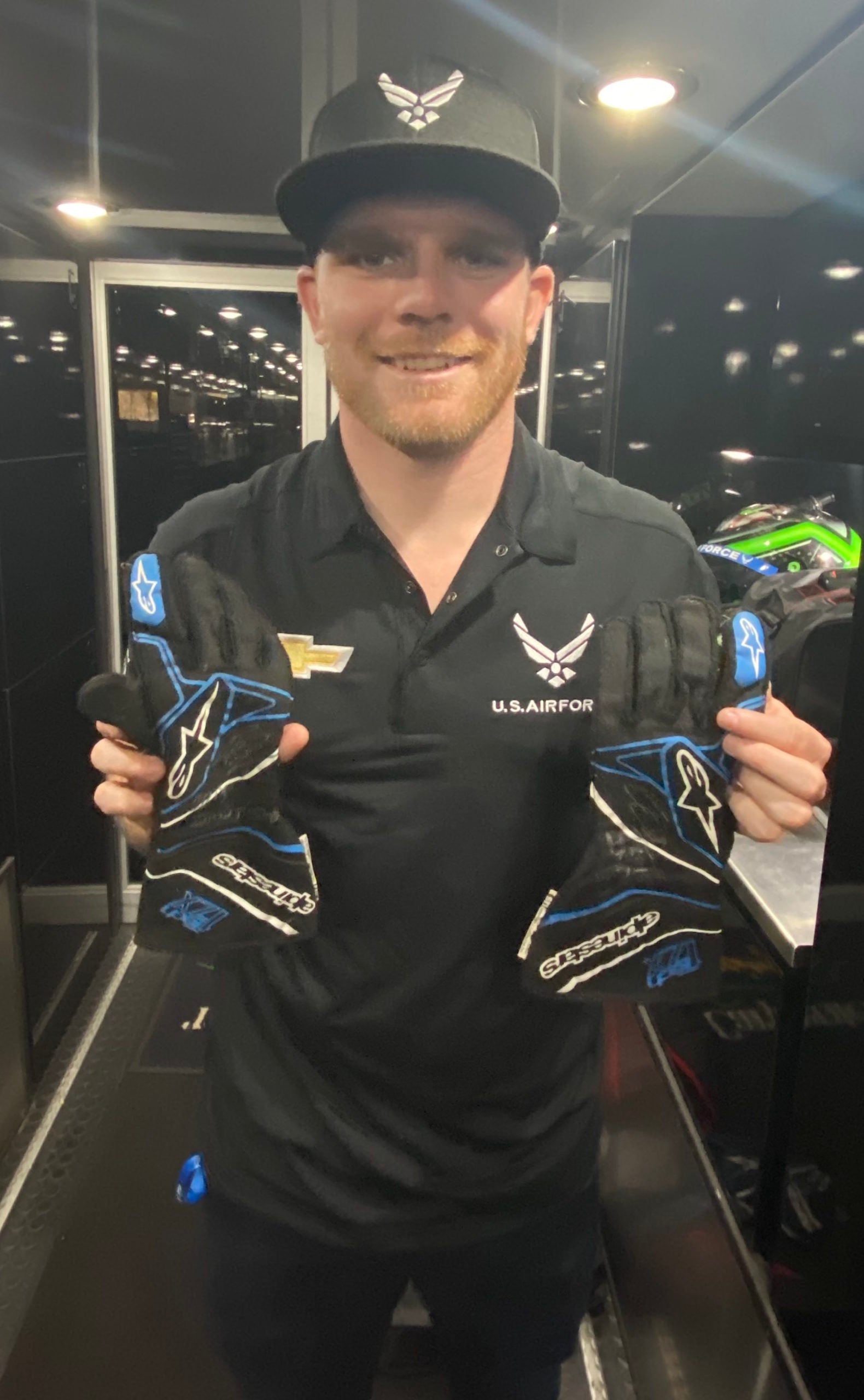 2018 Conor Daly Signed Indy 500 Used US Air Force Alpinestars IndyCar Gloves