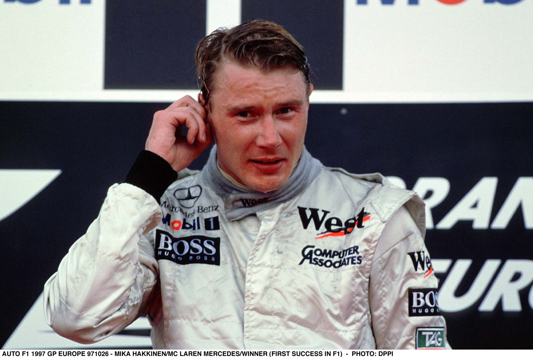 1997 Mika Hakkinen Signed Race Used Suit McLaren F1 Suit