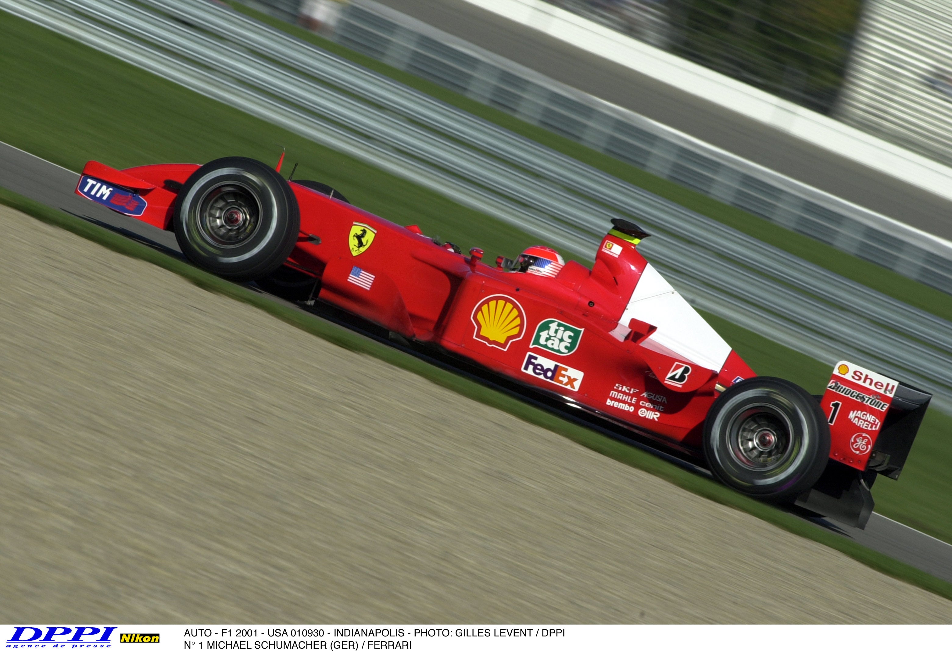 2001 Michael Schumacher Signed US GP Schuberth RF1 Replica Scuderia Ferrari Helmet - RG