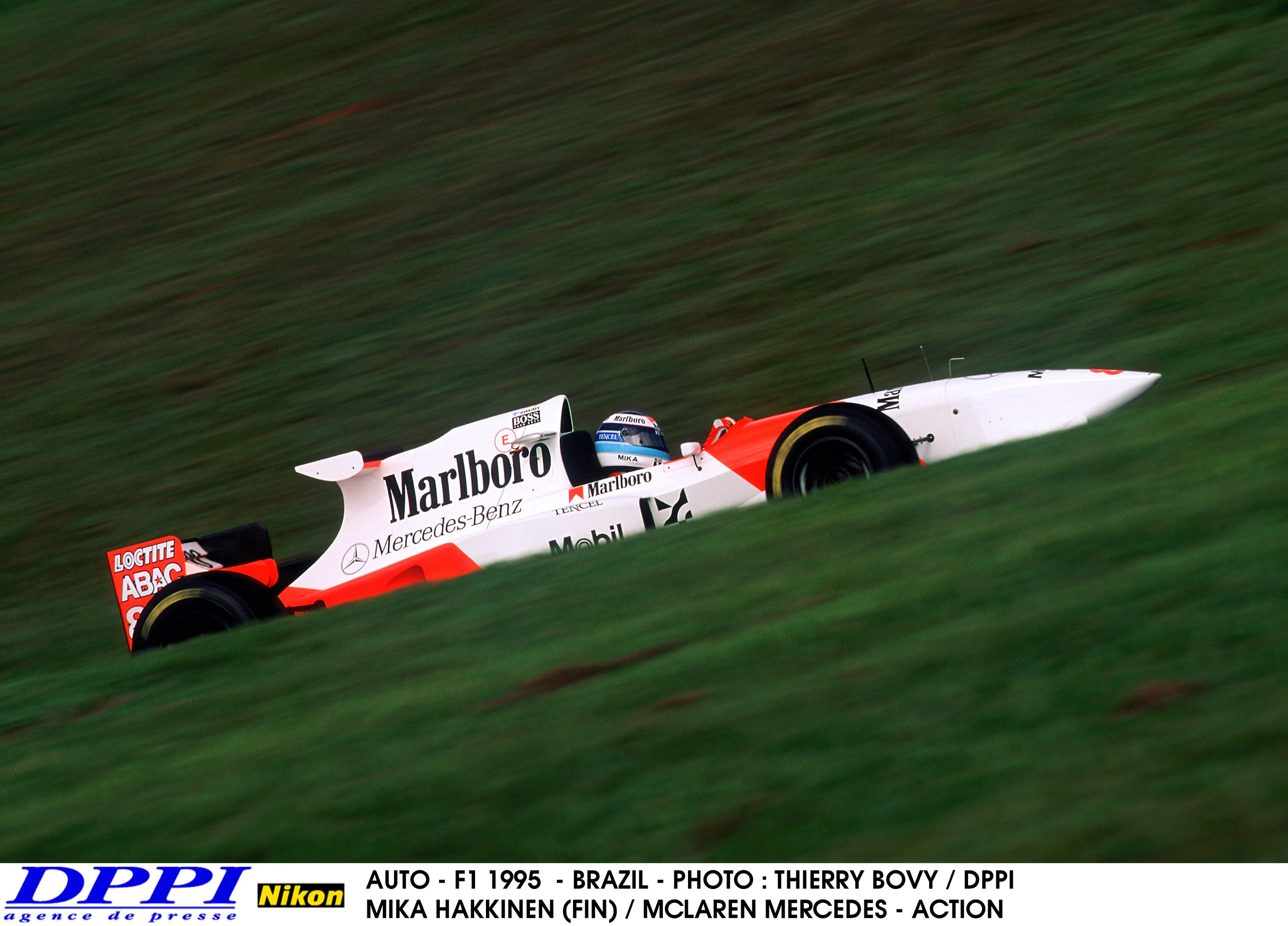 1995 Mika Hakkinen Signed Marlboro McLaren Mercedes F1 Helmet