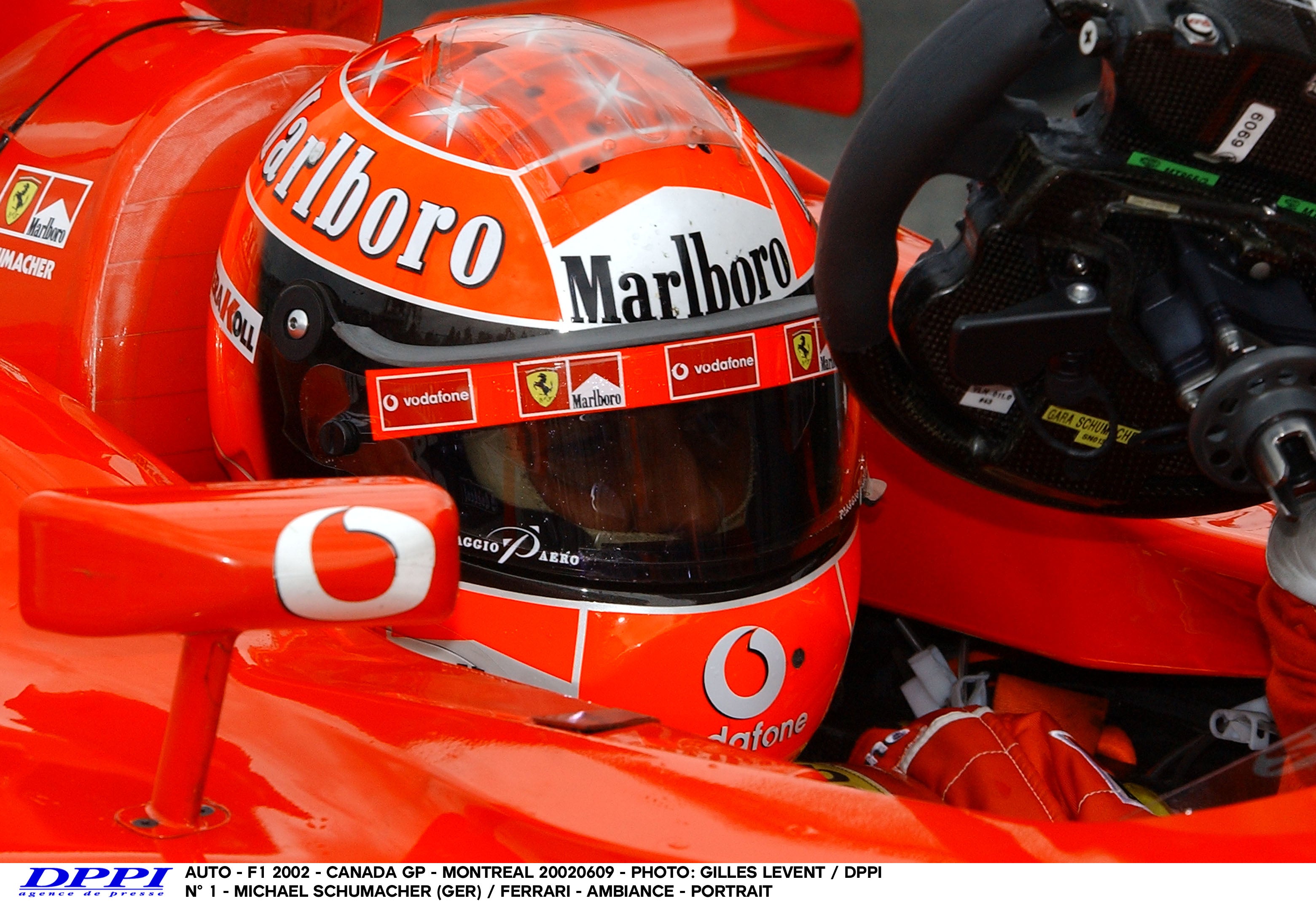 2002 Michael Schumacher Signed Canadian GP Race Winning Used Scuderia Ferrari F1 Helmet