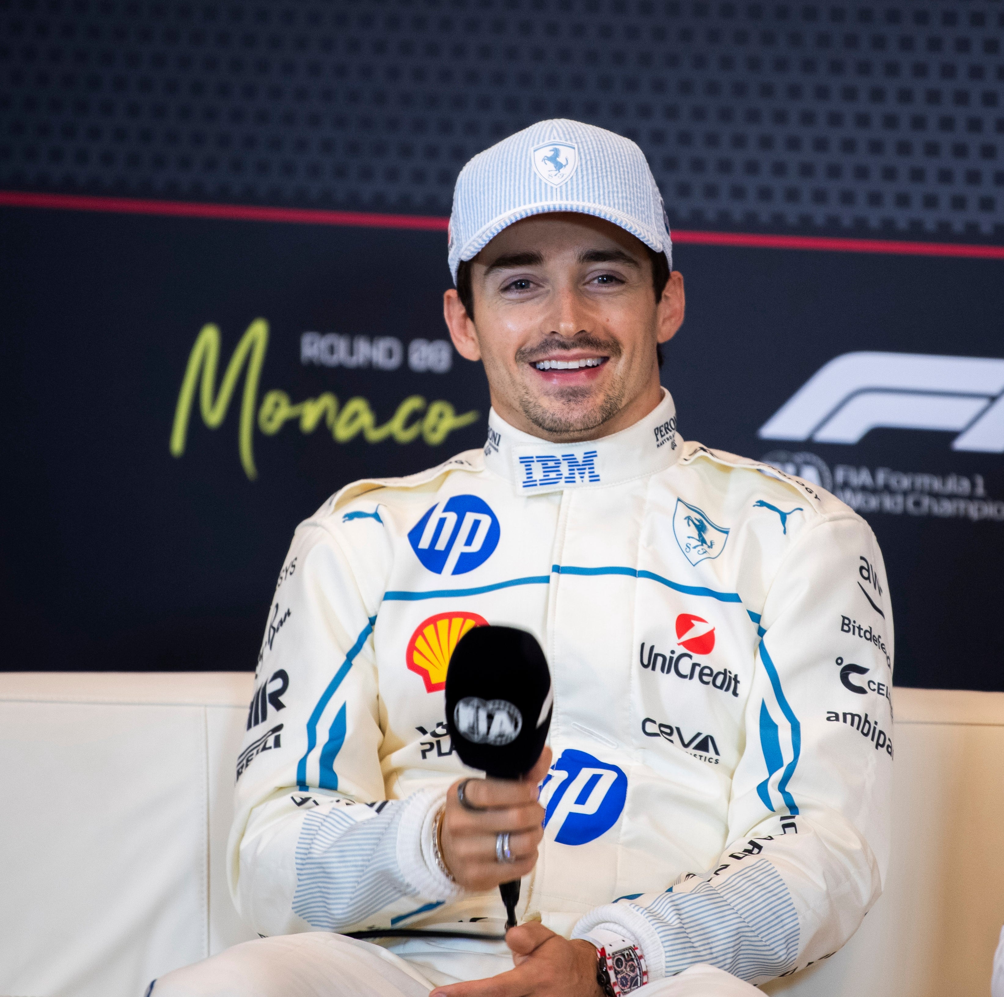 2025 Charles Leclerc Signed Monaco Driver Issued Scuderia Ferrari F1 Hat -Draft For Now