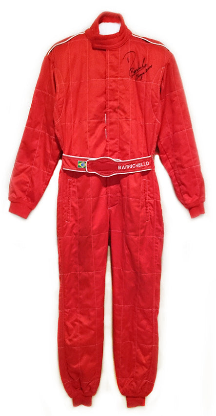 2001 Rubens Barrichello Signed Race Used Italian GP Ferrari F1 Suit