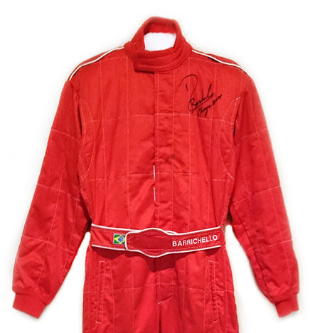 2001 Rubens Barrichello Signed Race Used Italian GP Ferrari F1 Suit