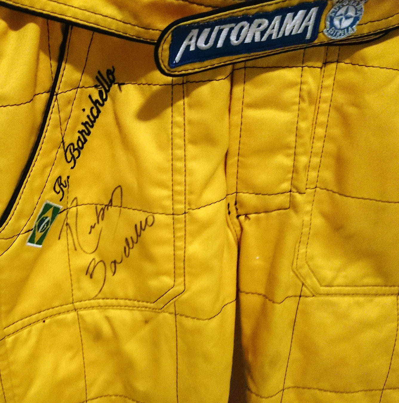 1996 Rubens Barrichello Signed Race Worn Jordan F1 Suit