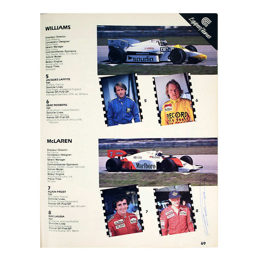 1984 Labatts Canadian Grand Prix (French text) Program Signed by Ayrton Senna