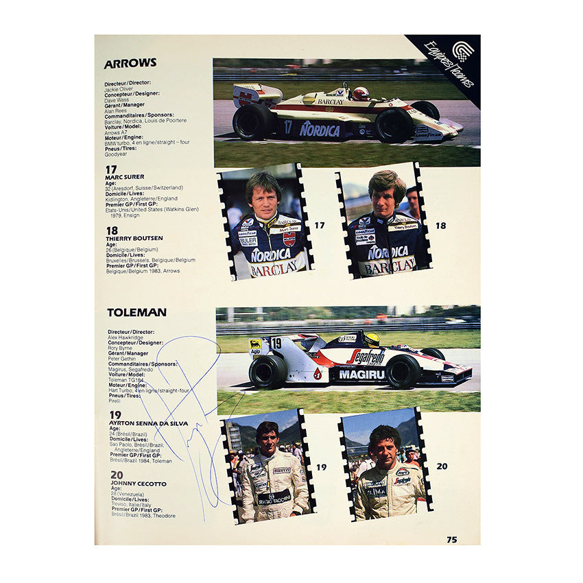 1984 Labatts Canadian Grand Prix (French text) Program Signed by Ayrton Senna