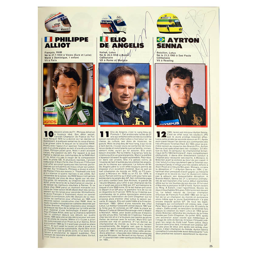 French Sport-Auto magazine Signed by Ayrton Senna, Elio de Angelis and Michele Alboreto