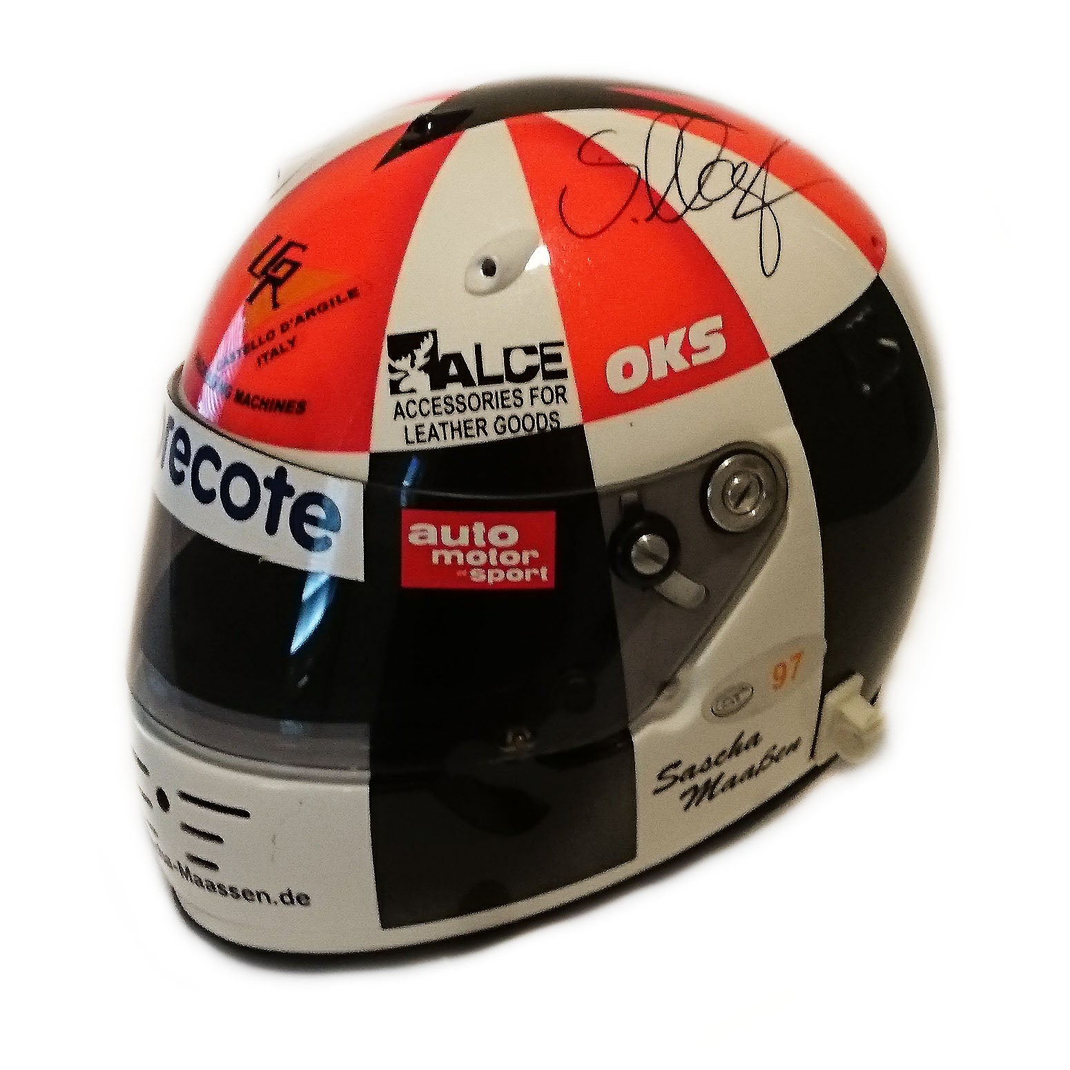 2002 Sascha Maassen Signed Race Used ALMS Championship Helmet