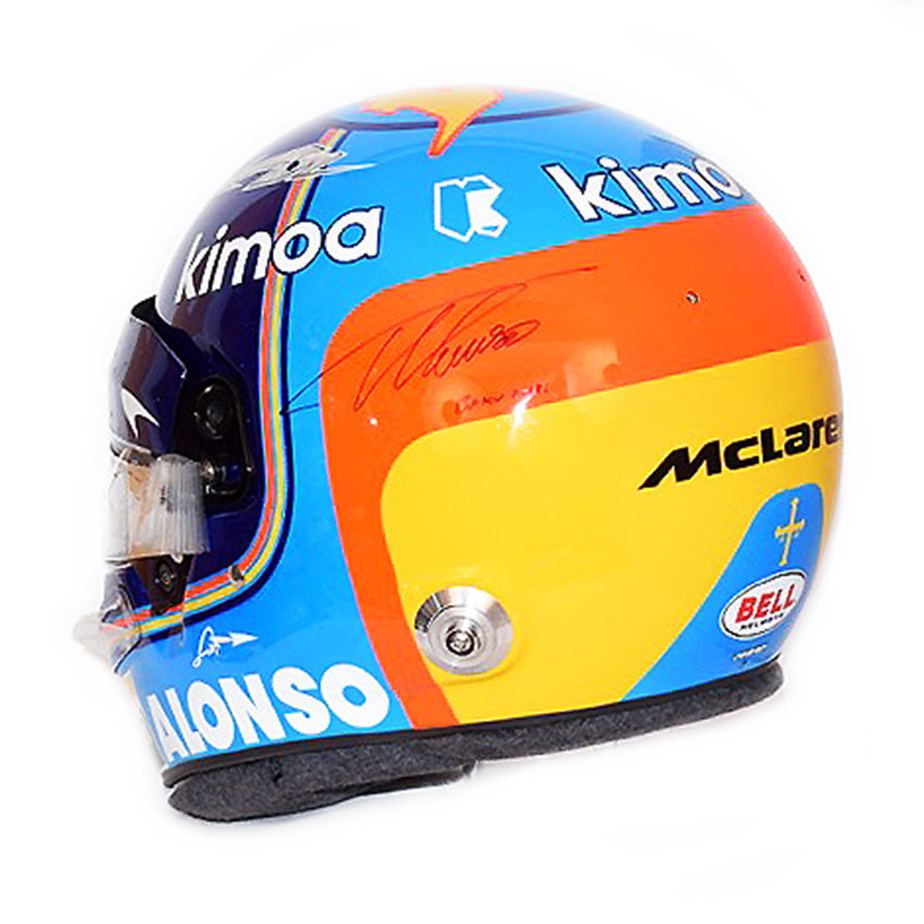 2018 Fernando Alonso Azerbaijan Grand Prix Race Worn and Signed F1 Helmet