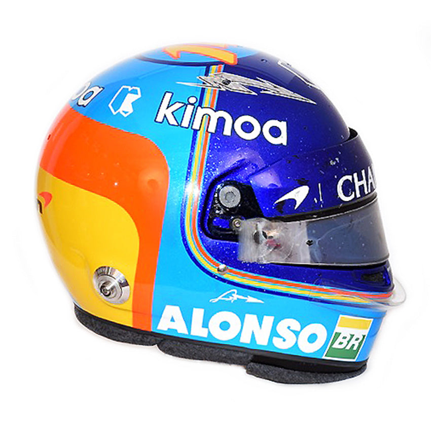 2018 Fernando Alonso Azerbaijan Grand Prix Race Worn and Signed F1 Helmet