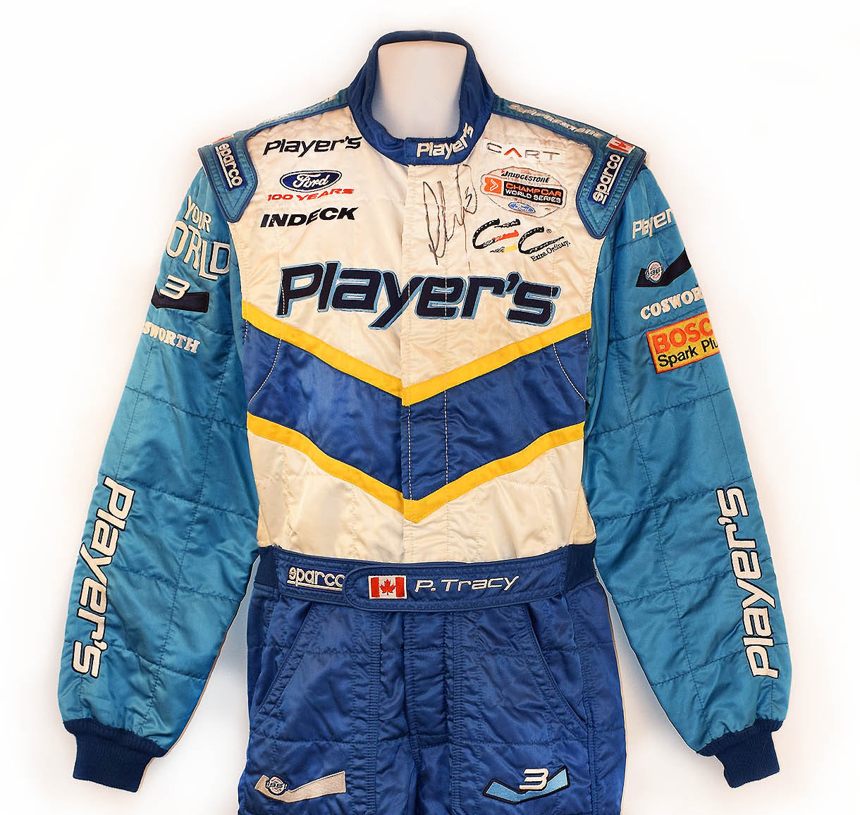 2003 Paul Tracy Signed Race Used Team Players Championship Winning Suit