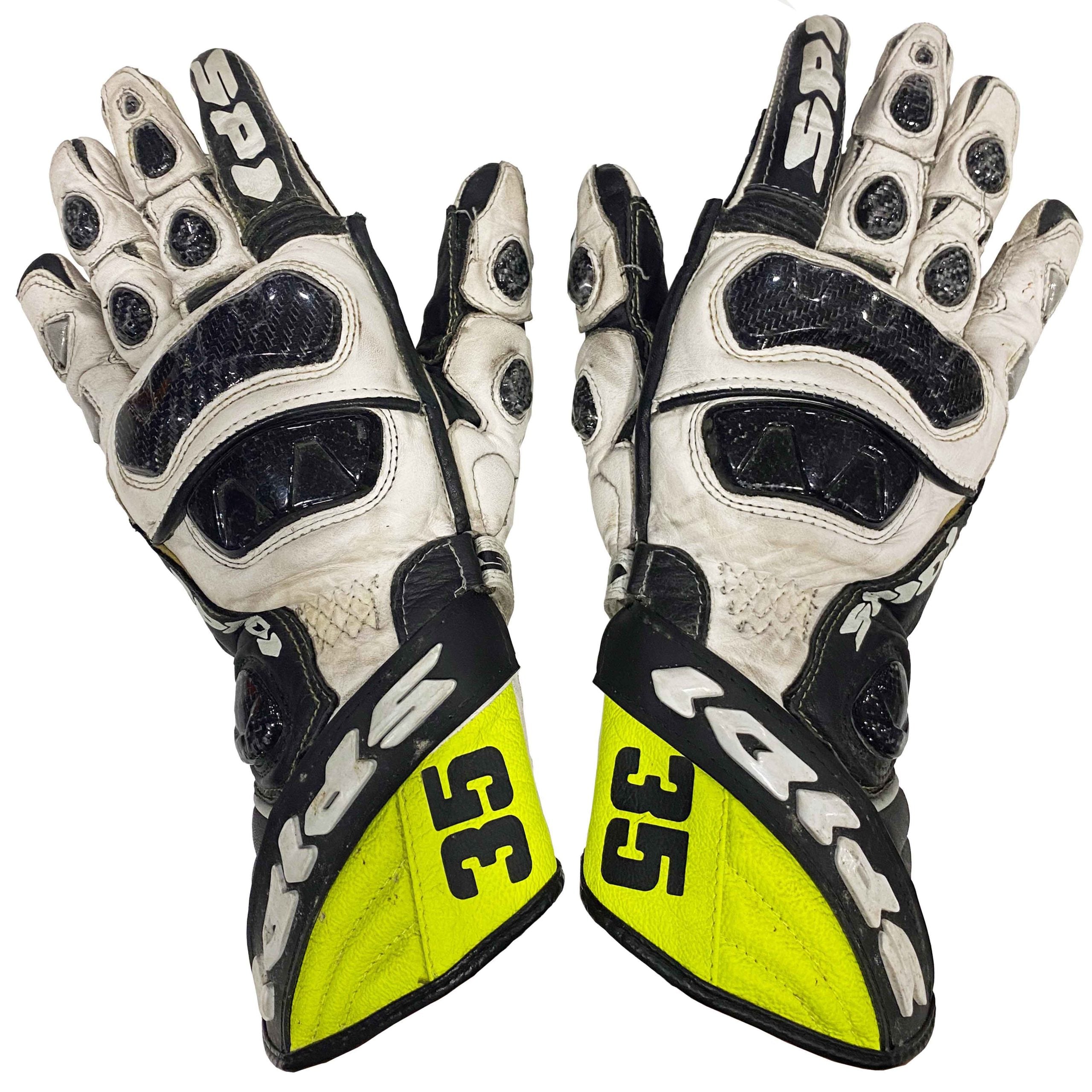 2011 Cal Crutchlow Signed Race Used Yamaha Tech 3 MotoGP Gloves