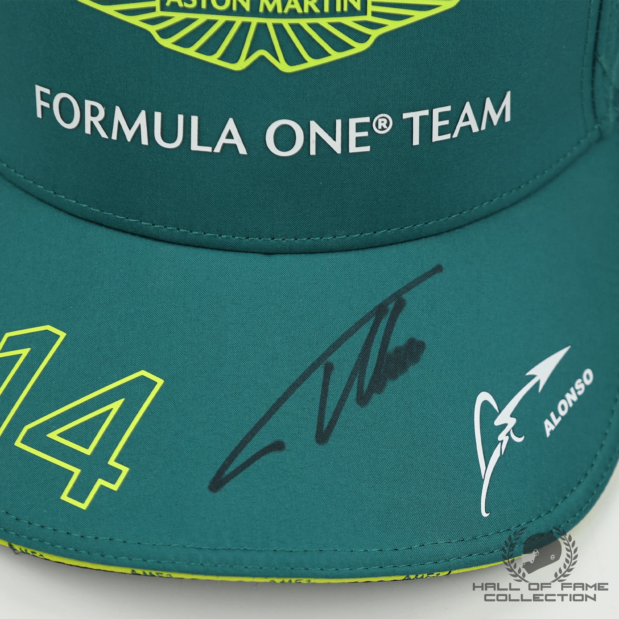 Fernando Alonso Signed Aston Martin Cognizant Team F1 Hat - Green