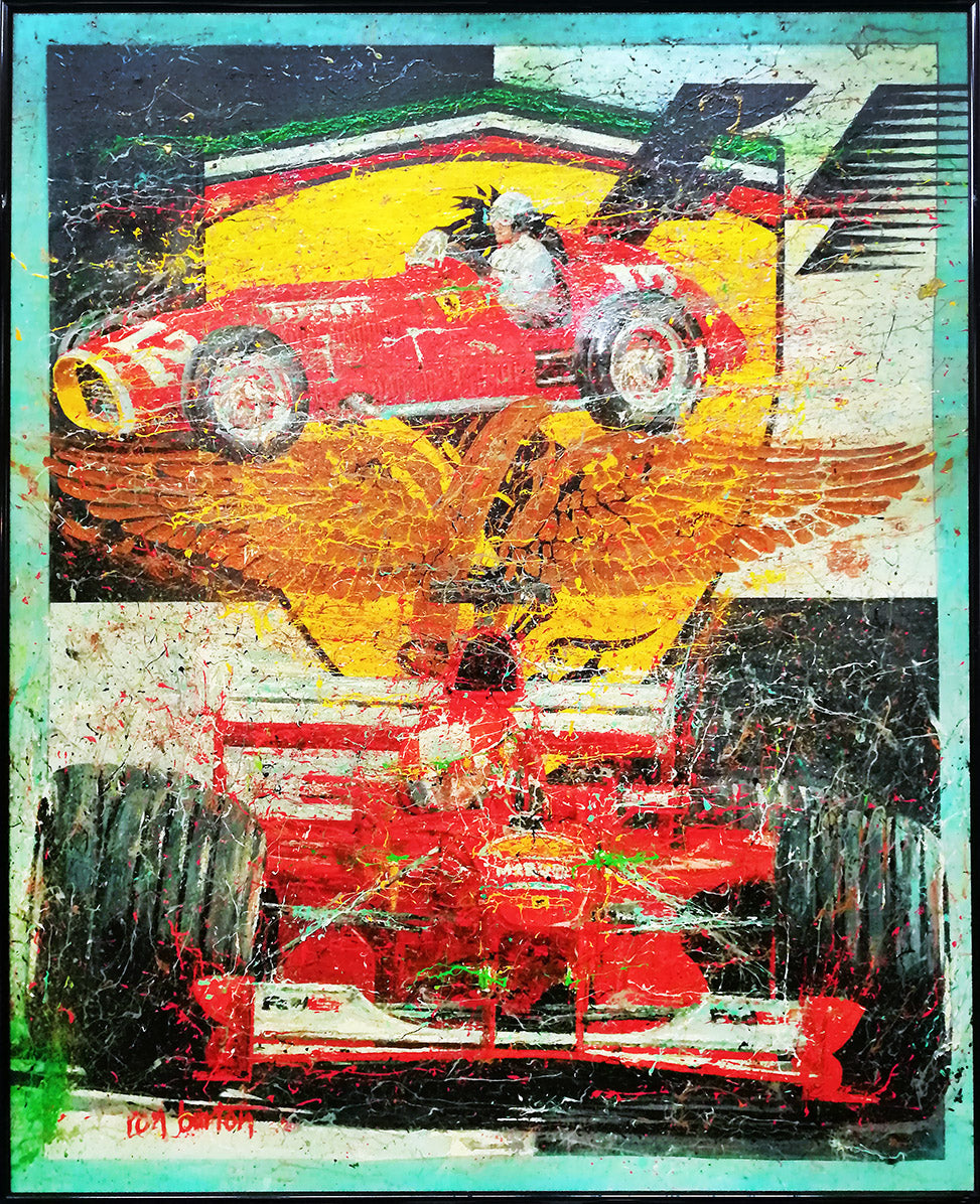 Ron Burton Ferrari at Indianapolis Motor Speedway Original F1 Artwork