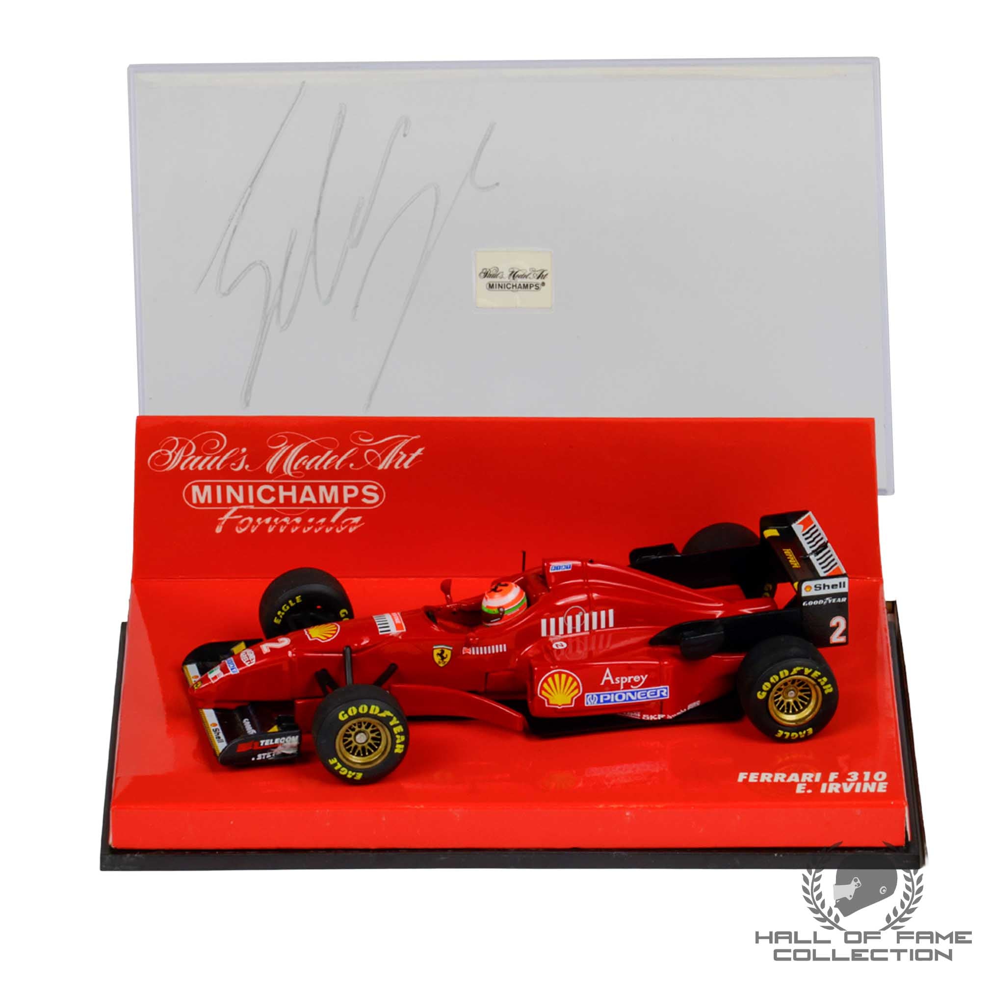 1998 Eddie Irvine Signed Scuderia Ferrari F300 Minichamps 1:43 F1 Model